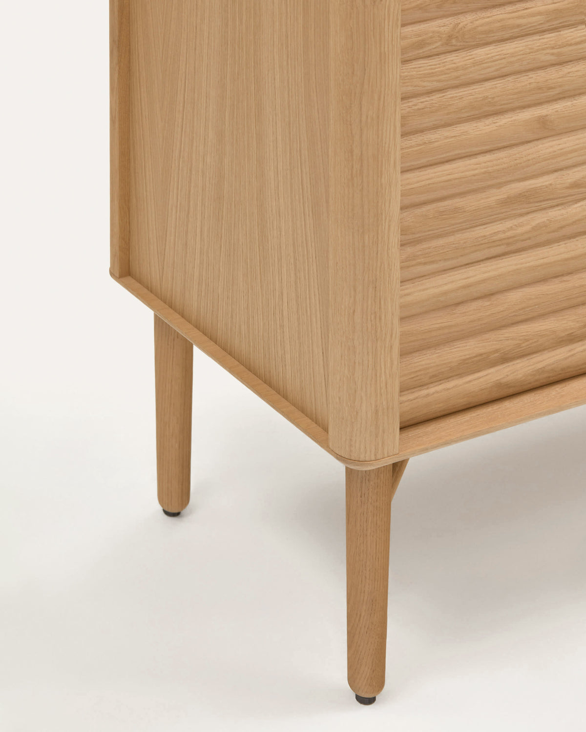 Buffet haut Japandi 4 portes en bois et placage de chêne 104,5 x 144 cm - Lenon
