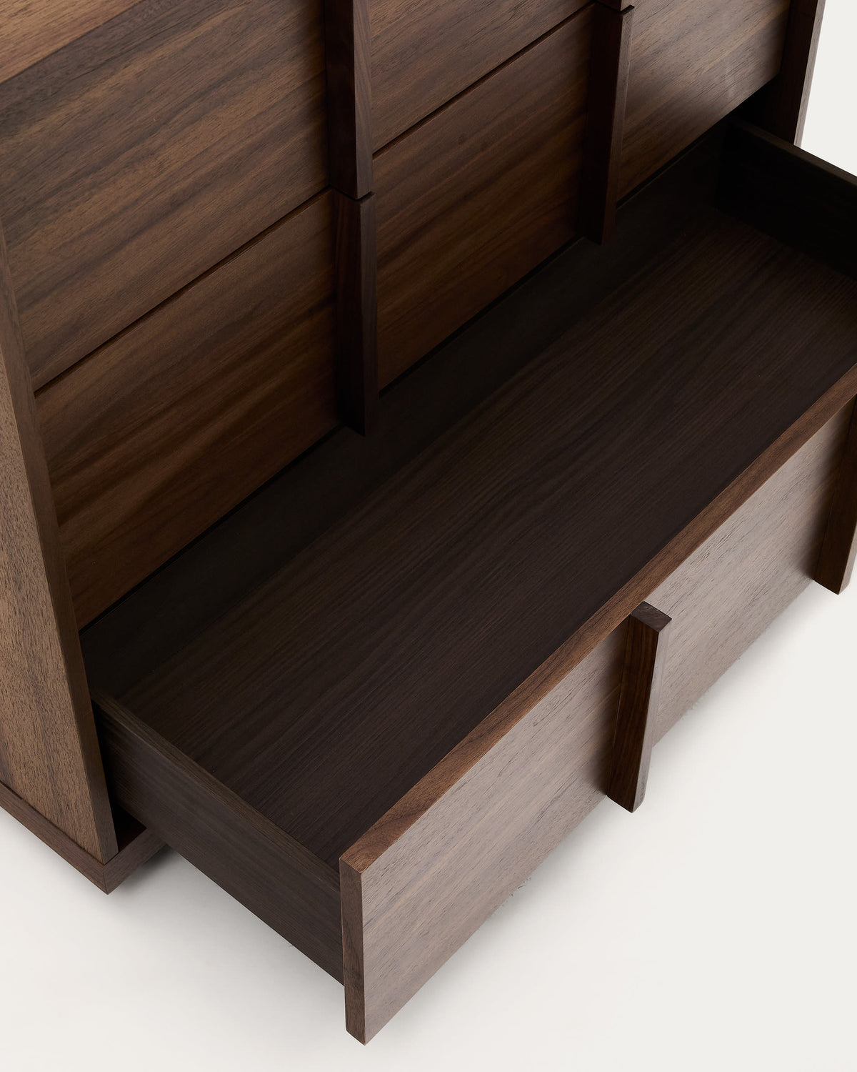 Commode Japandi 3 tiroirs en placage de noyer finition foncée 100 x 78 cm - Onix