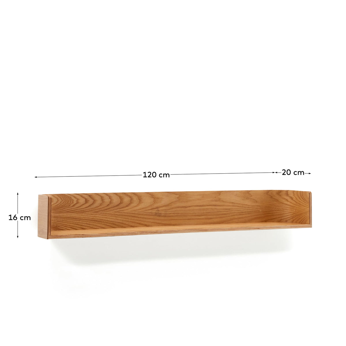 Étagère murale Japandi en contreplaqué de frêne 120 x 20 cm - Octavia