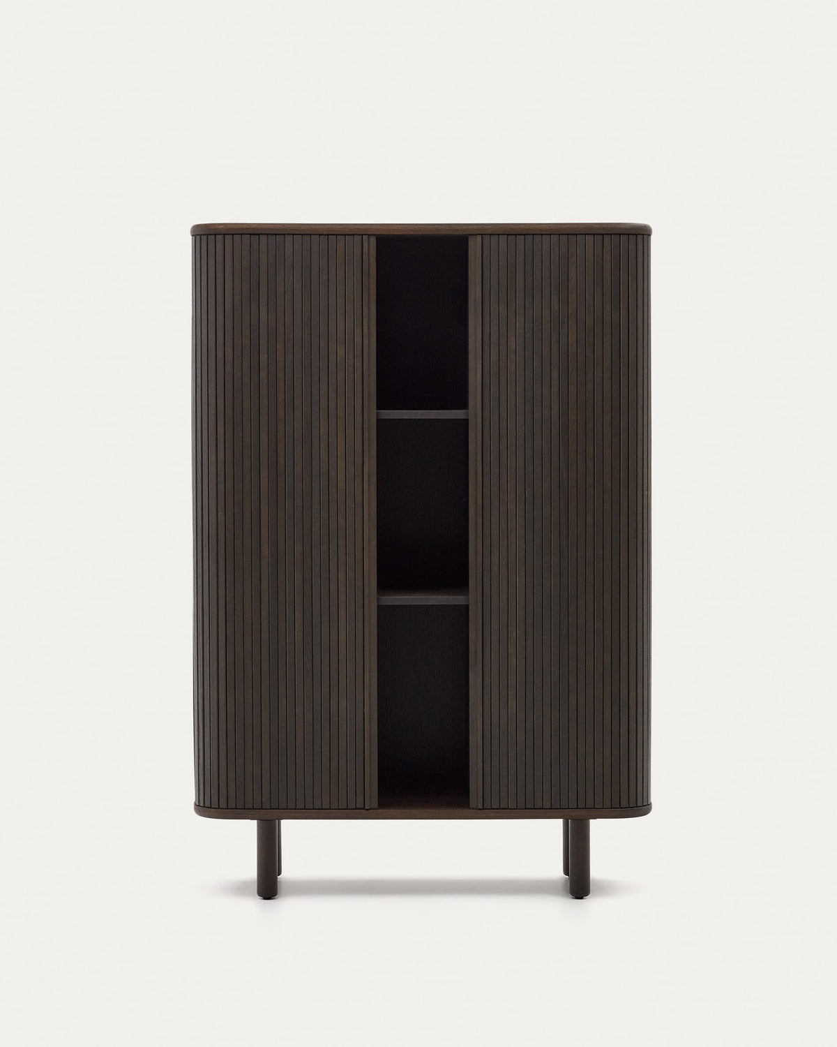 Buffet haut Japandi 2 portes en placage de frêne finition foncée 110 x 160 cm - Mailen