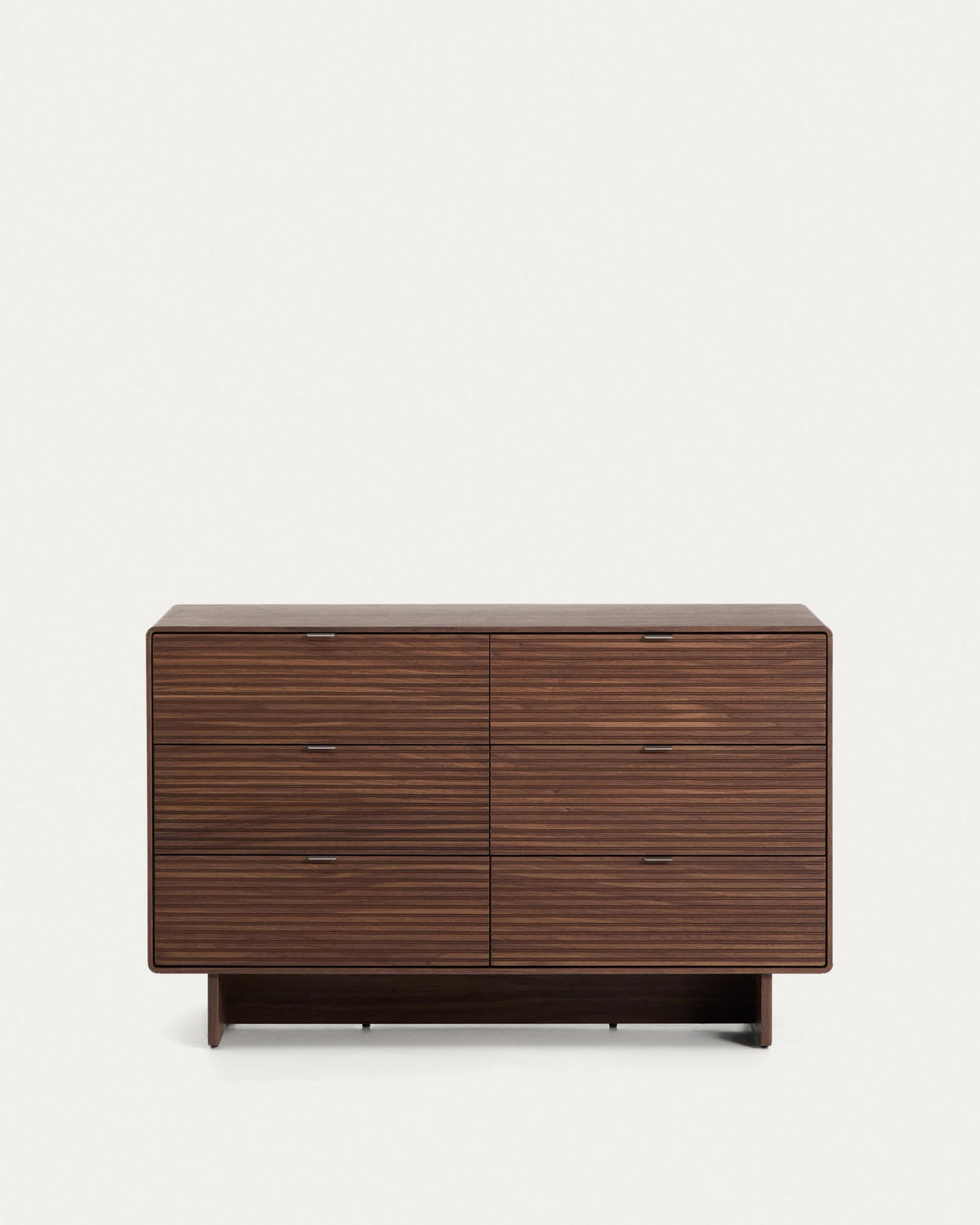 Commode Japandi 6 tiroirs en placage de noyer 120 x 75 cm - Norlen