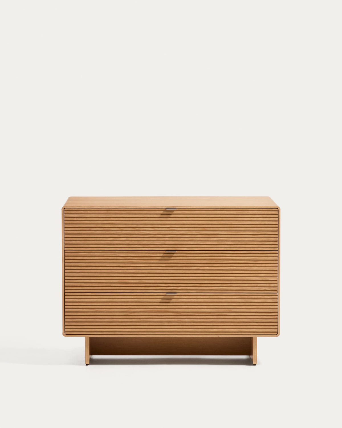 Commode Japandi 3 tiroirs en placage de chêne finition naturelle 101 x 75 cm - Norlen