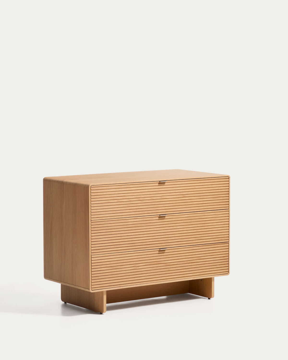 Commode Japandi 3 tiroirs en placage de chêne finition naturelle 101 x 75 cm - Norlen