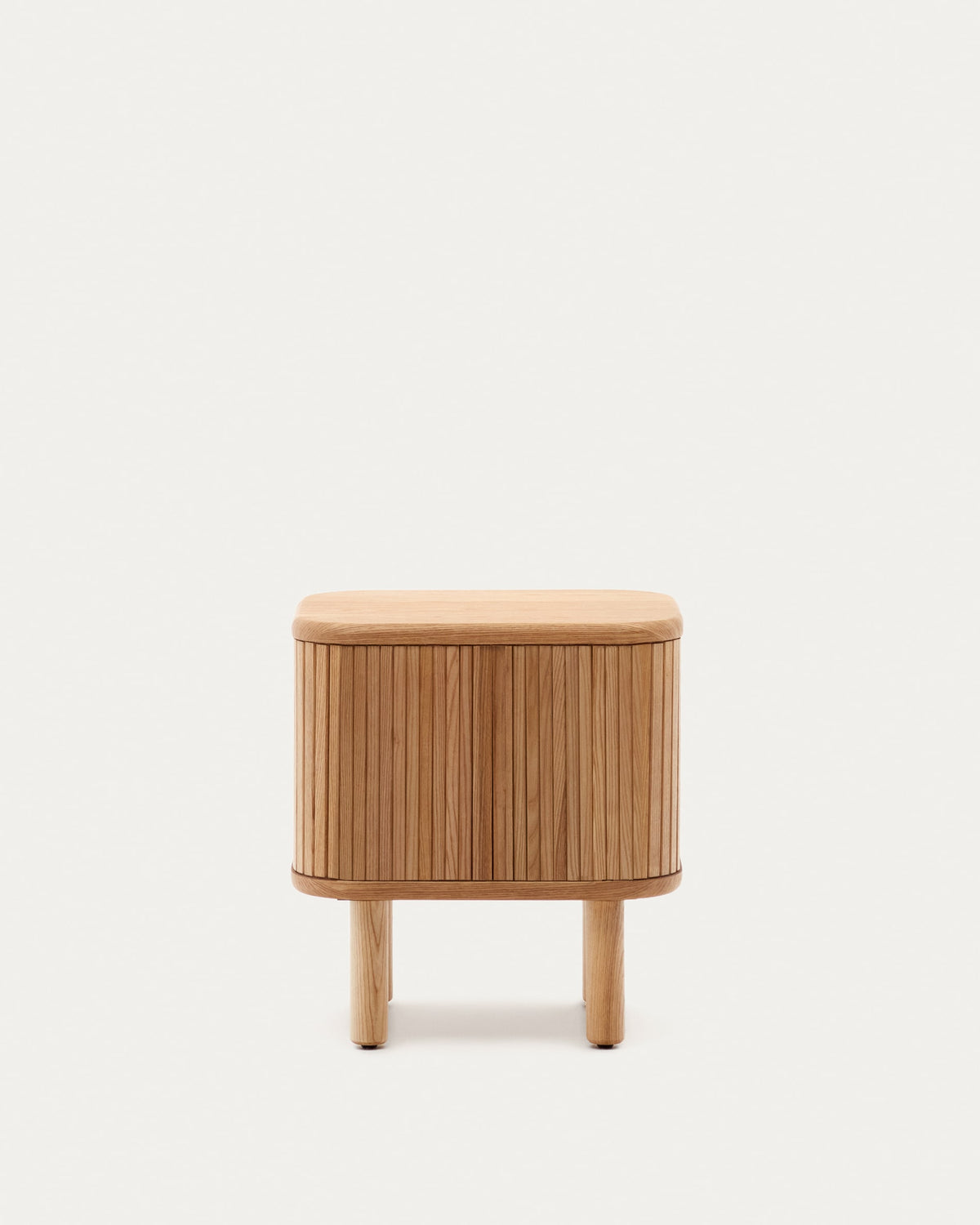 Table de chevet Japandi en placage de frêne finition naturelle 50 x 55 cm - Mailen
