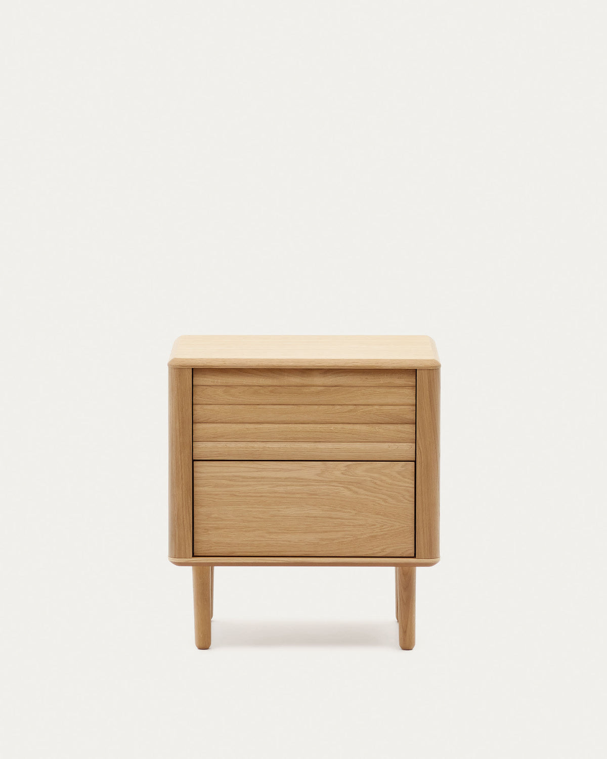 Table de chevet Japandi 2 tiroirs en bois et placage de chêne 50 x 55 cm - Lenon