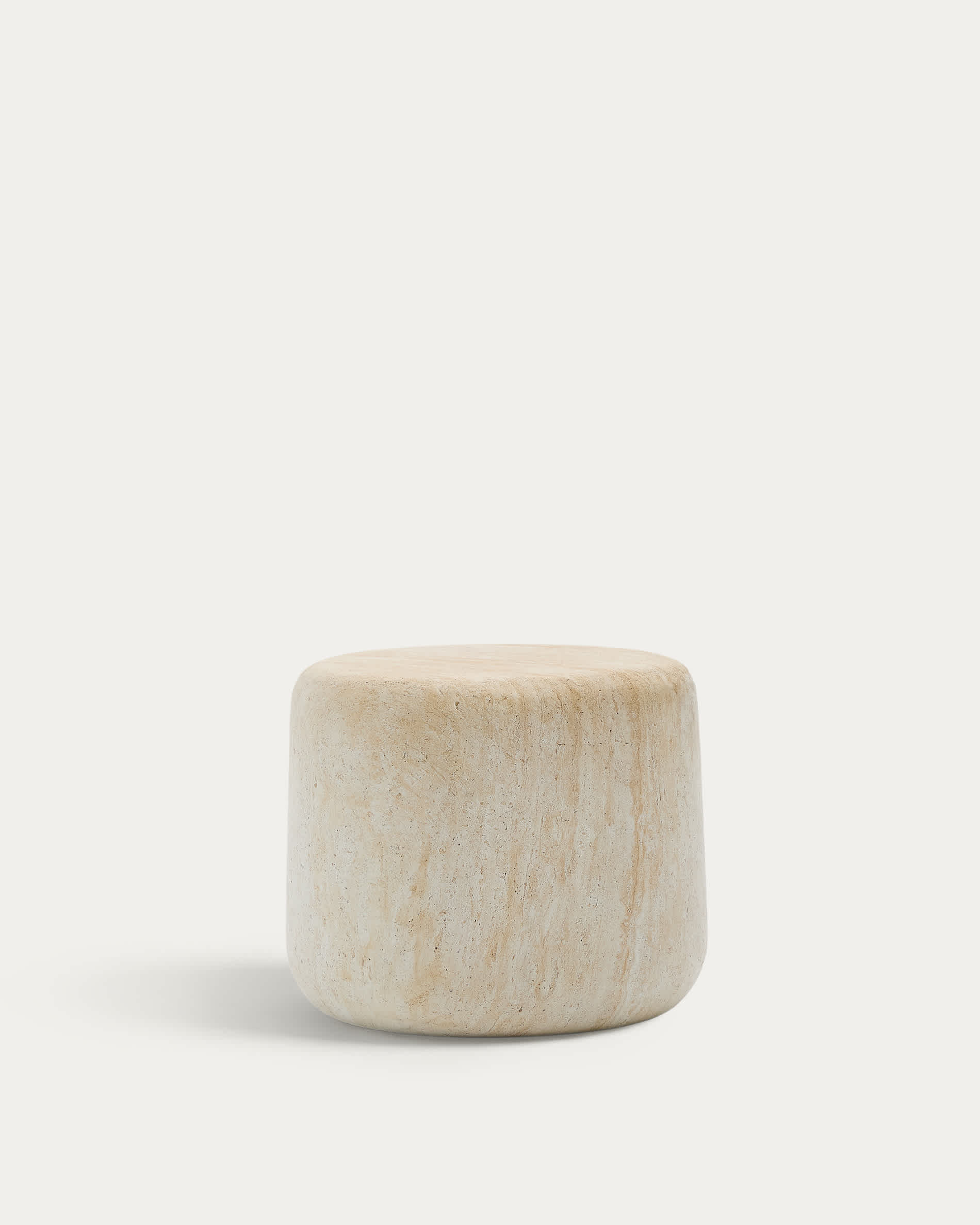 Table d'appoint Japandi en ciment avec finition effet travertin Ø 60 cm - Drasi