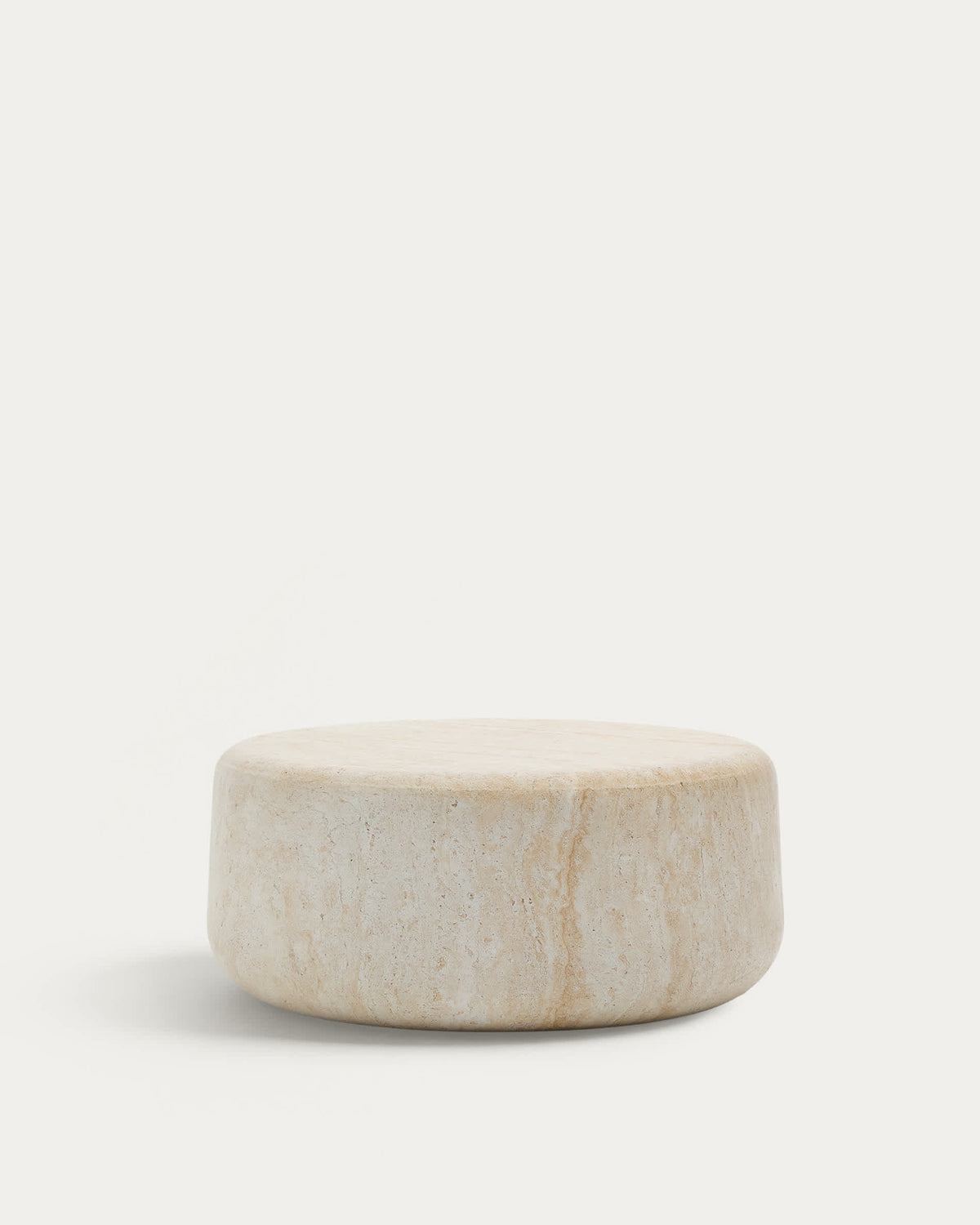 Table basse Japandi en ciment avec finition effet travertin Ø 90 cm - Drasi