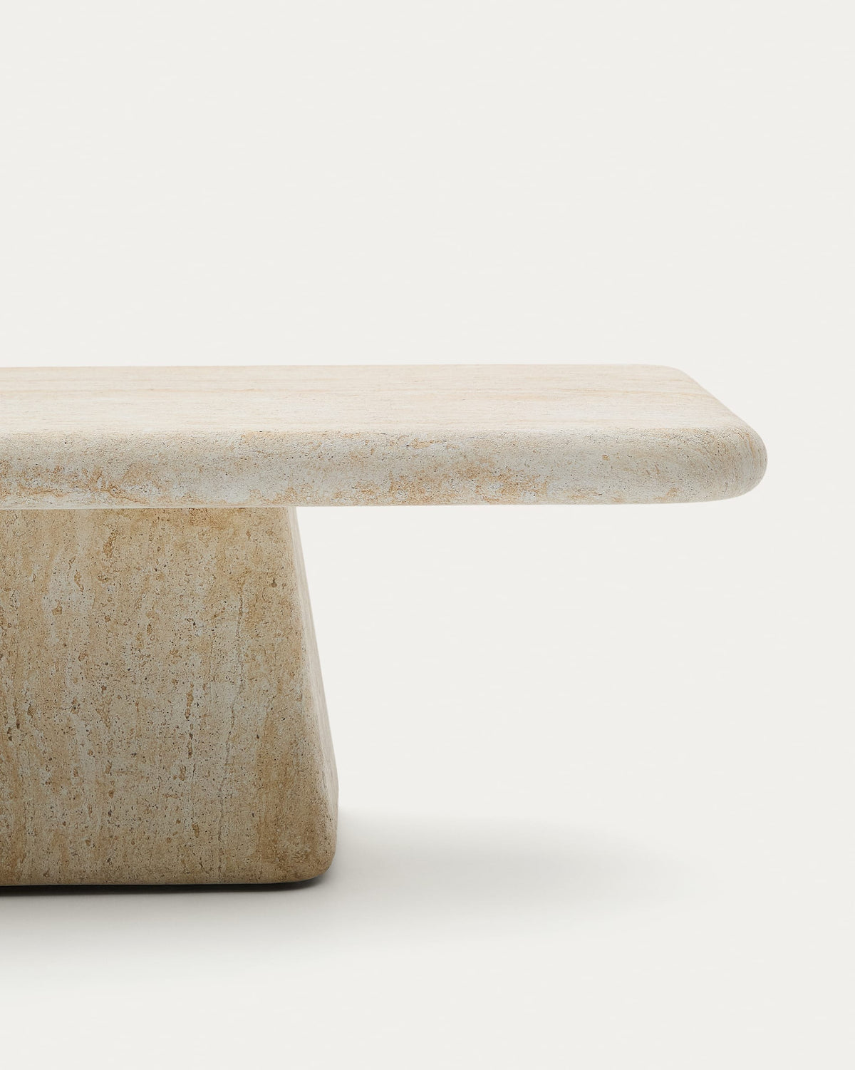 Table basse Japandi en ciment avec finition effet travertin 140 x 70 cm - Drasi