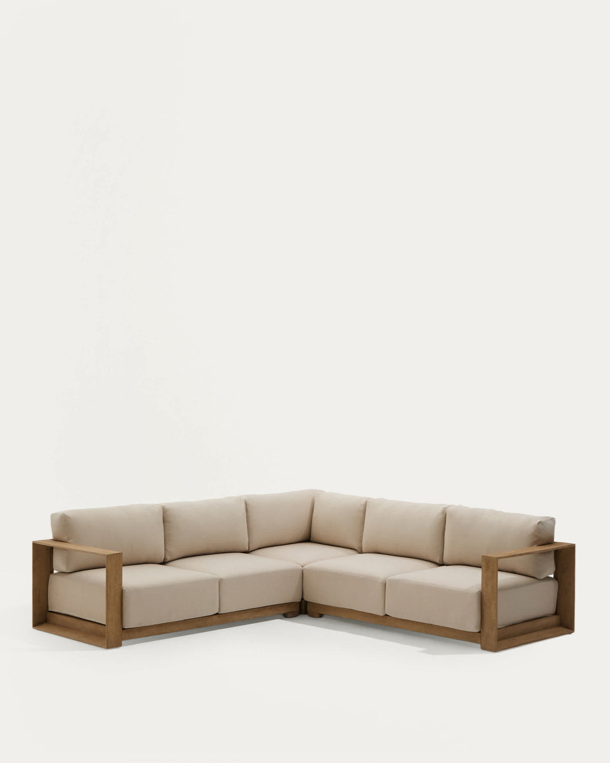Canapé d'angle Japandi 5 places en bois d'acacia avec finition claire 248 cm - Ambra