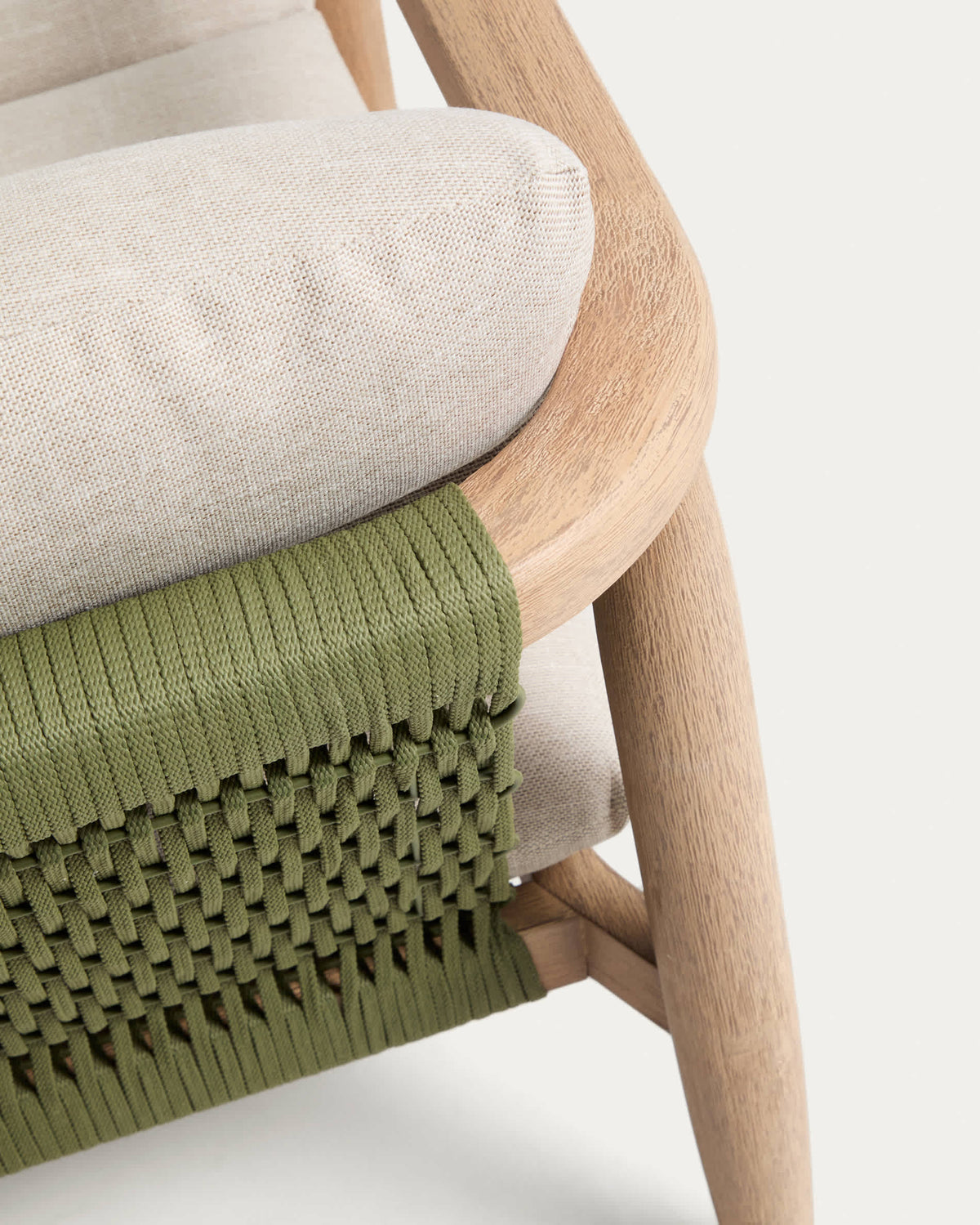Canapé Japandi 2 places en bois d'acacia et corde verte 136 cm - Menfi