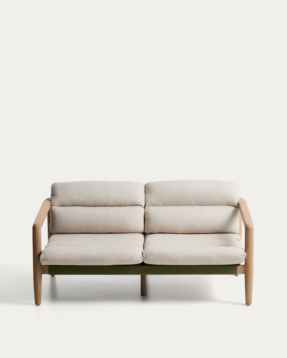 Canapé Japandi 2 places en bois d'acacia et corde verte 136 cm - Menfi