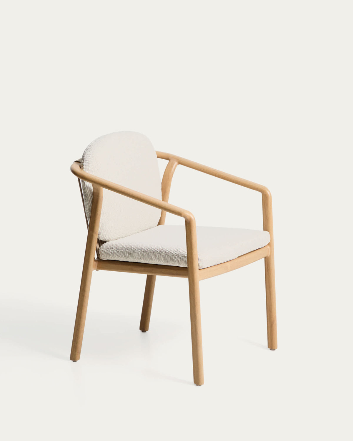 Chaise empilable d'extérieur Japandi en aluminium finition effet bois et corde écrue - Sirte