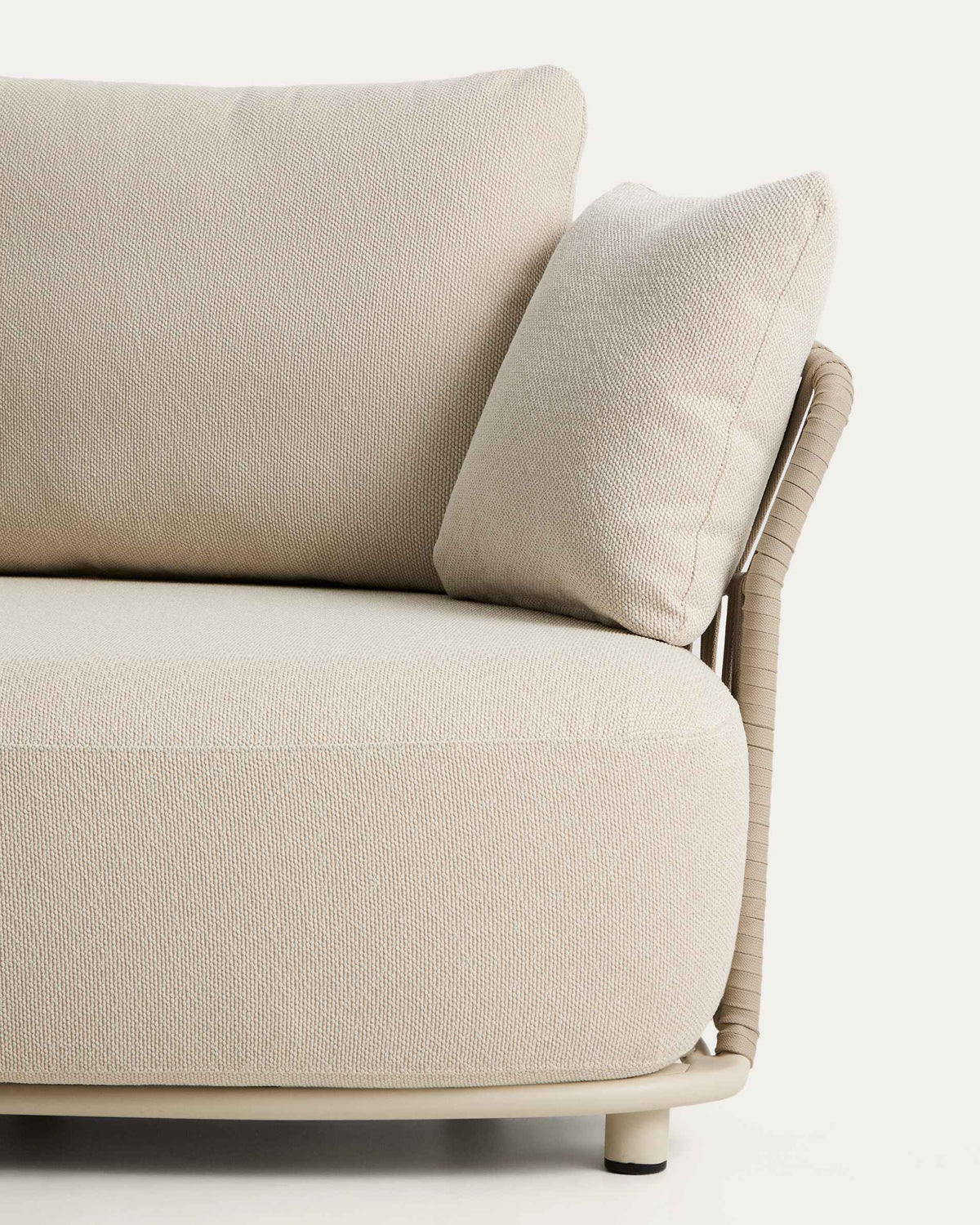 Canapé Japandi 3 places en aluminium écru et corde taupe 274 cm - Osani