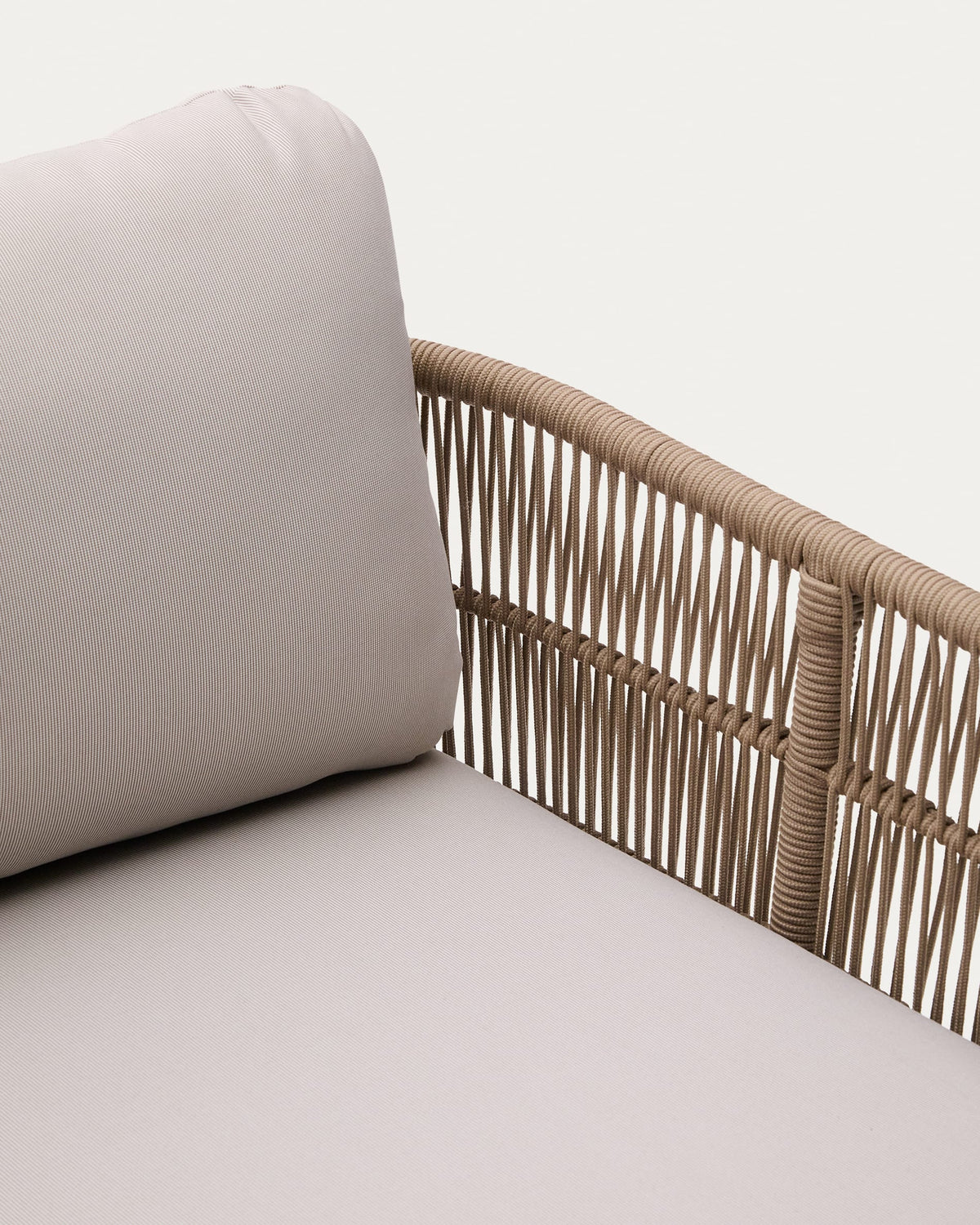Bain de soleil double Japandi en corde beige et bois d'acacia - Catalina