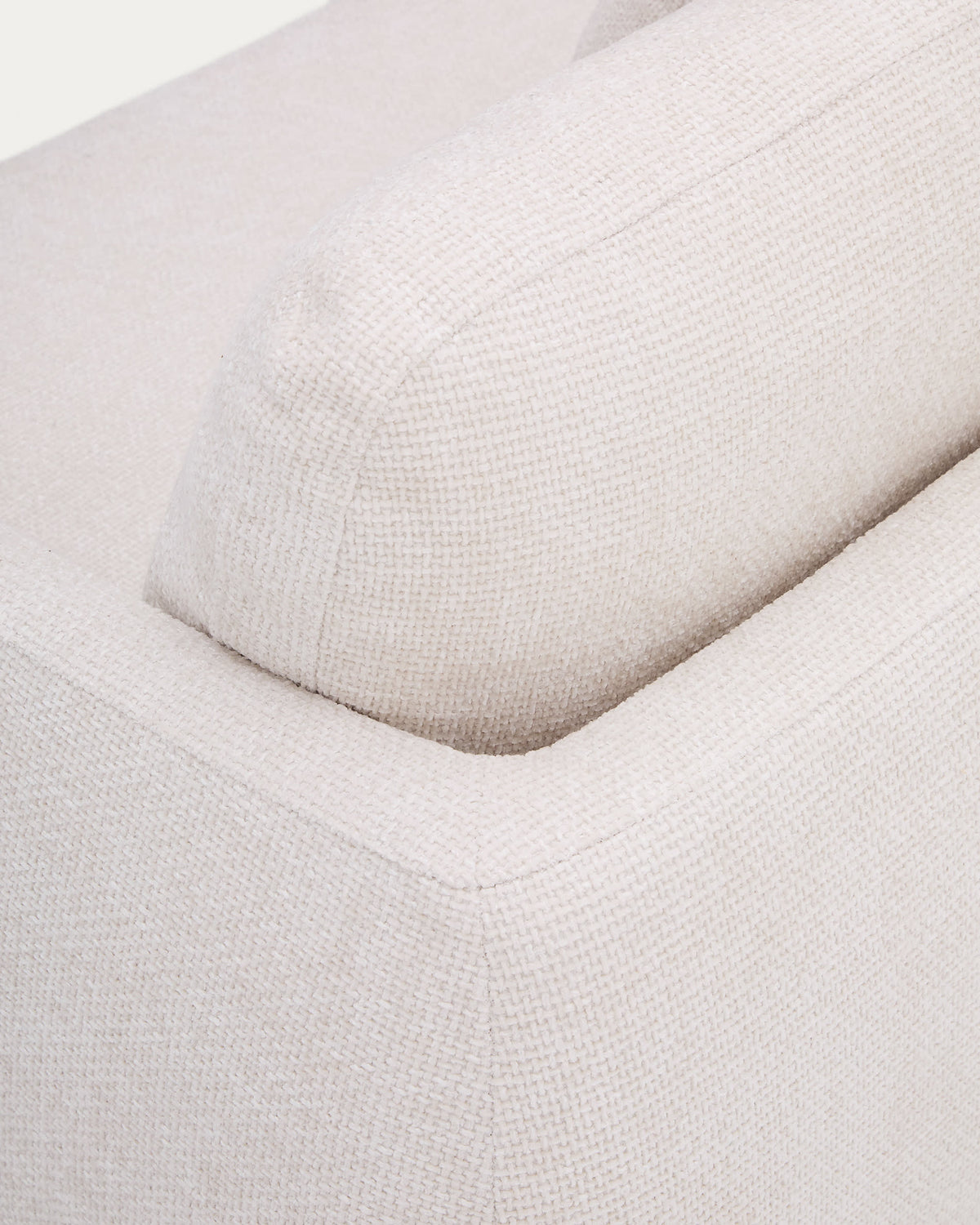 Canapé-lit Japandi 3 places en chenille avec méridienne gauche couleur écrue 246 cm - Laira