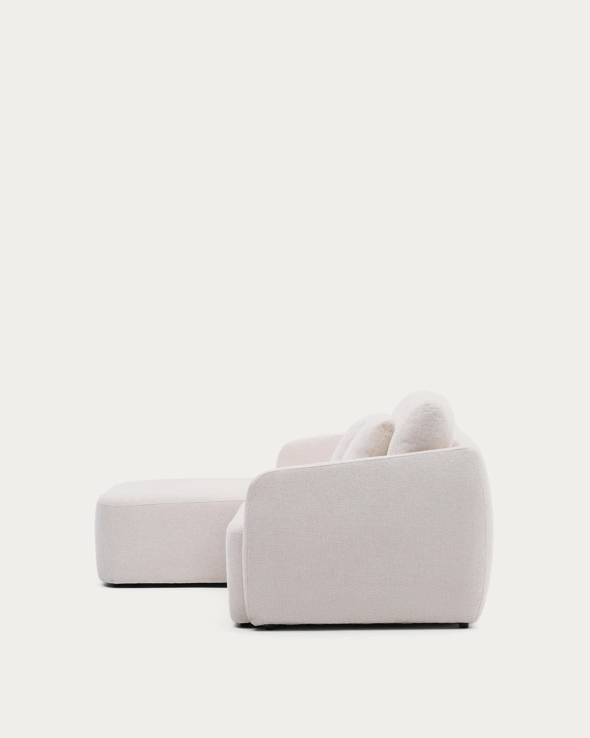 Canapé-lit Japandi 3 places en chenille avec méridienne gauche couleur écrue 246 cm - Laira