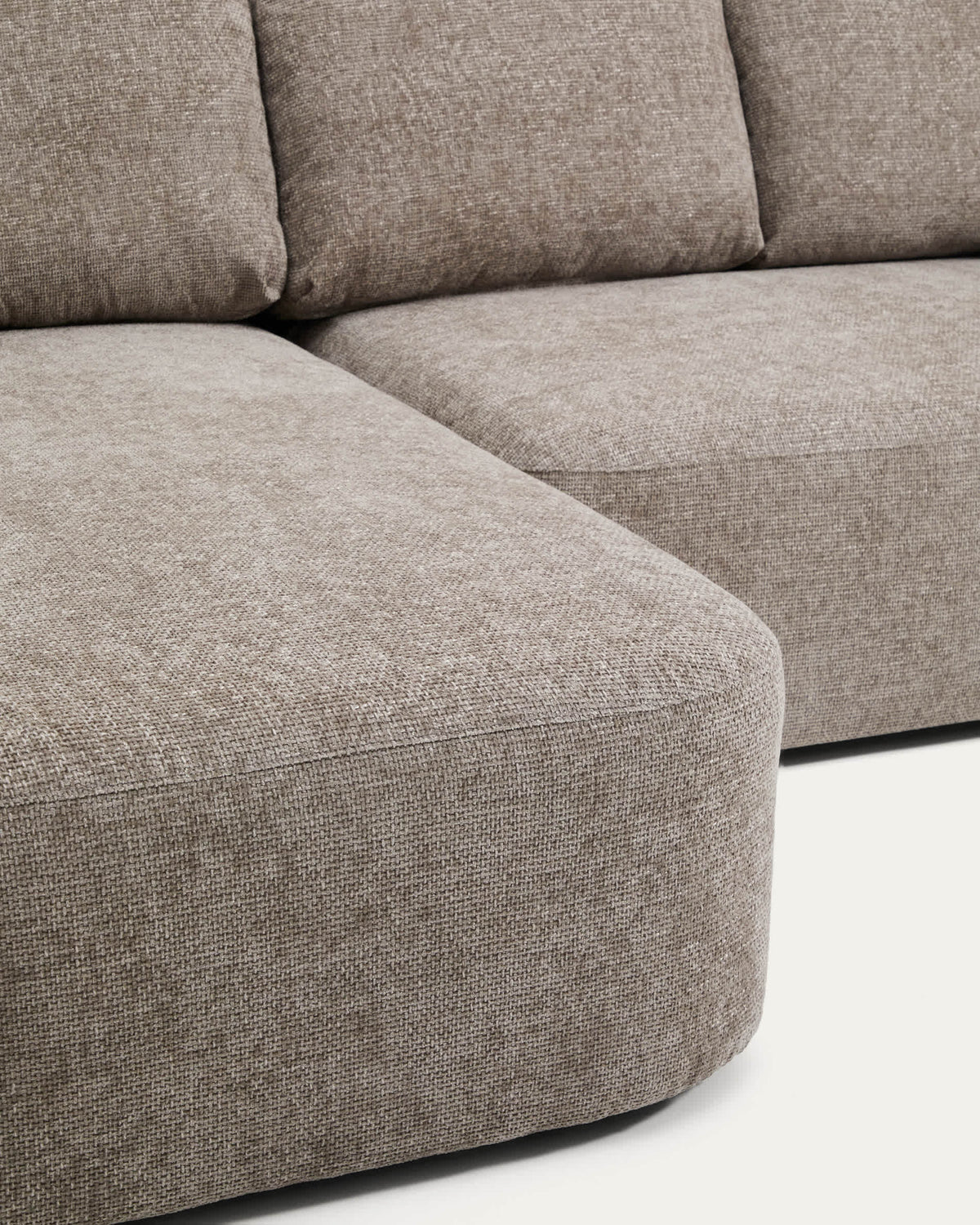 Canapé-lit Japandi 3 places en chenille avec méridienne gauche taupe 246 cm - Laira