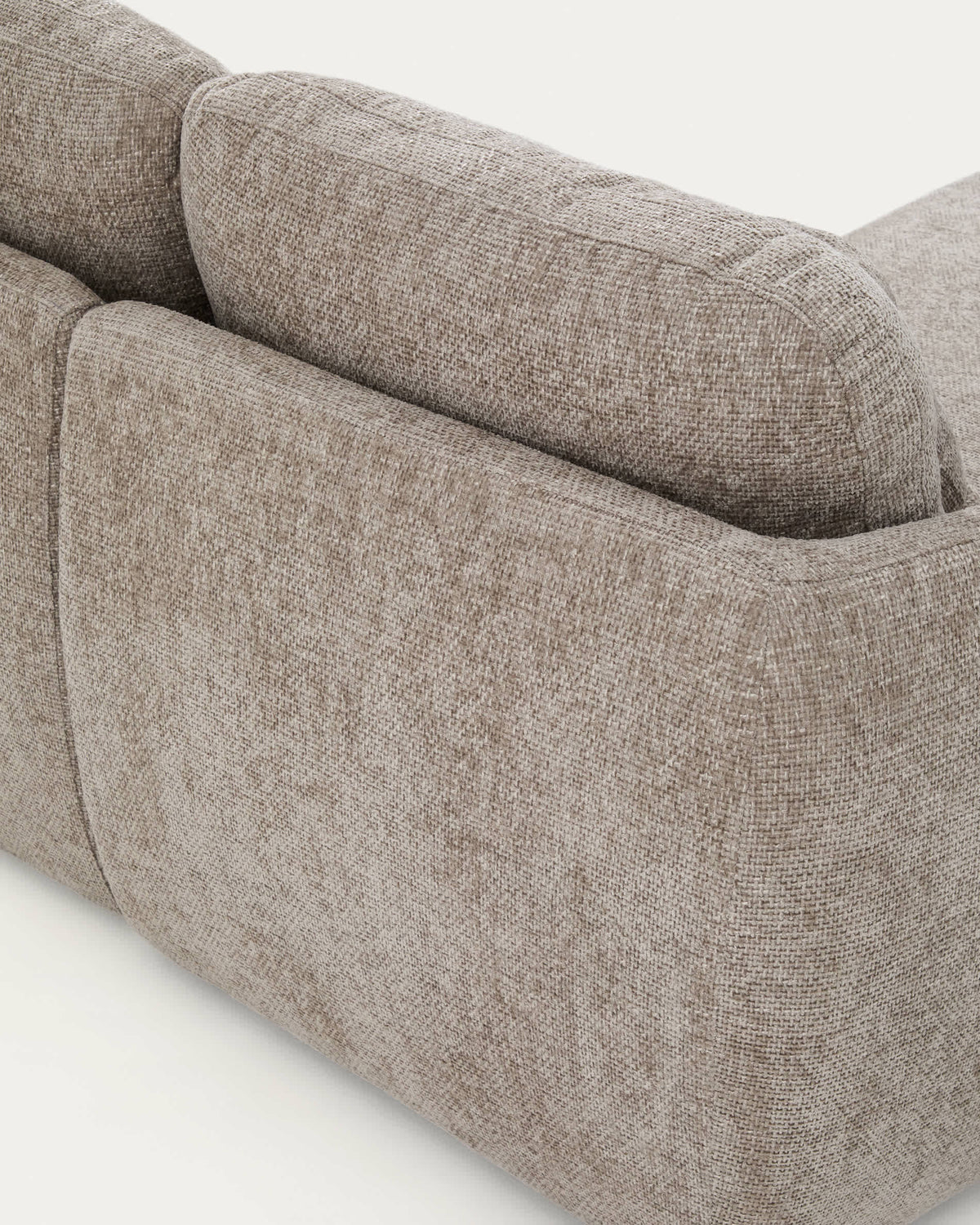 Canapé-lit Japandi 3 places en chenille avec méridienne gauche taupe 246 cm - Laira