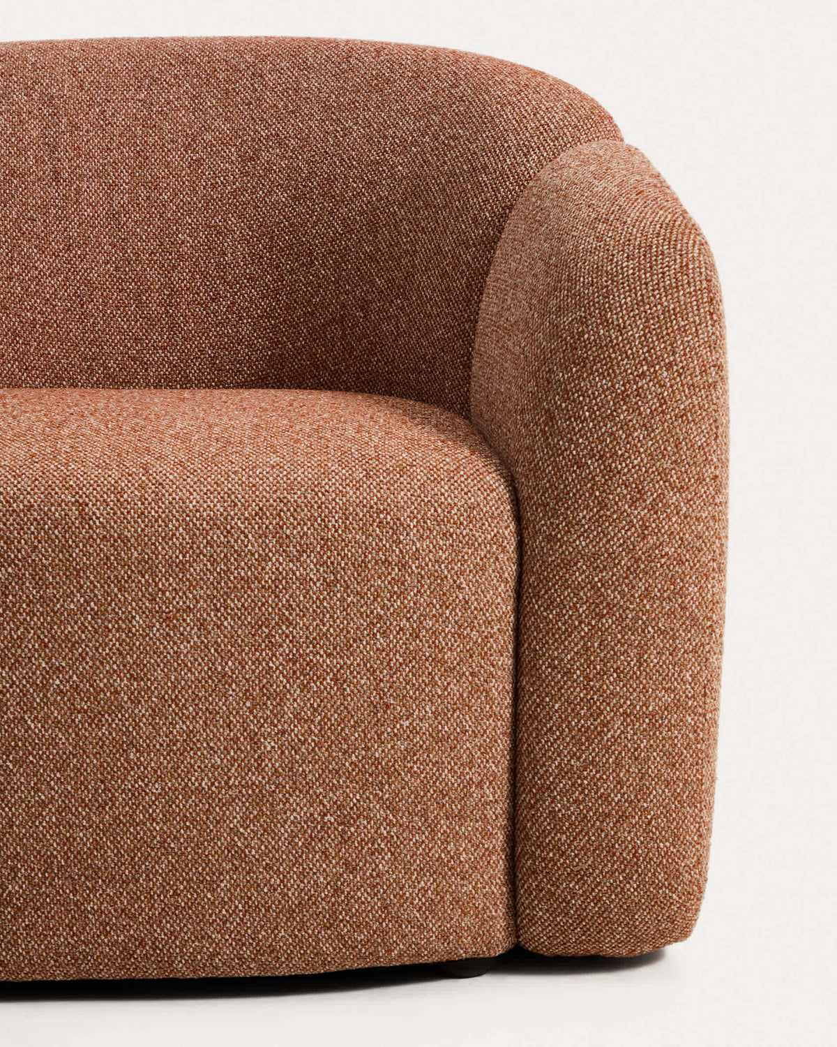 Fauteuil Japandi en chenille terracotta 98 cm - Corvena