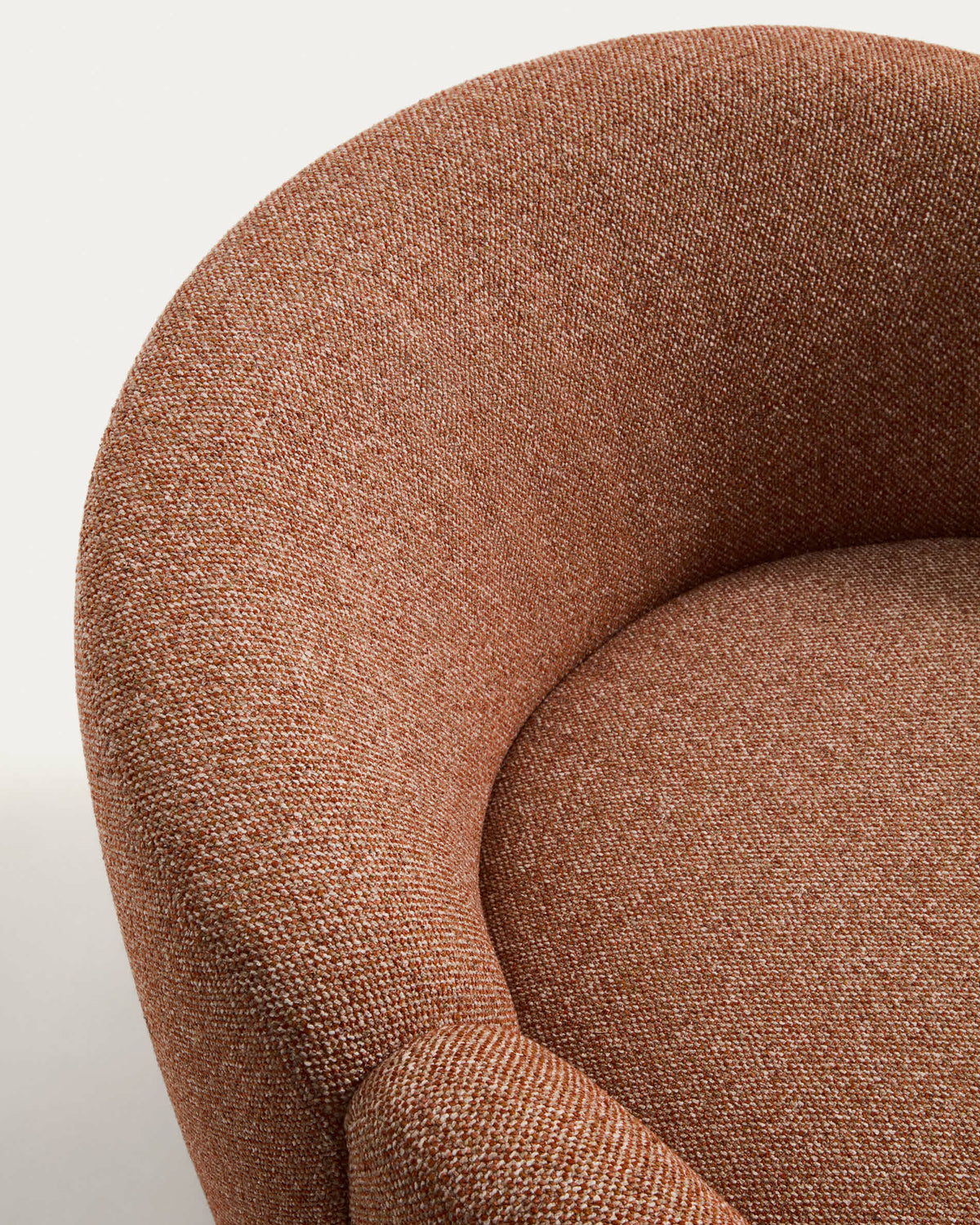 Fauteuil Japandi en chenille terracotta 98 cm - Corvena