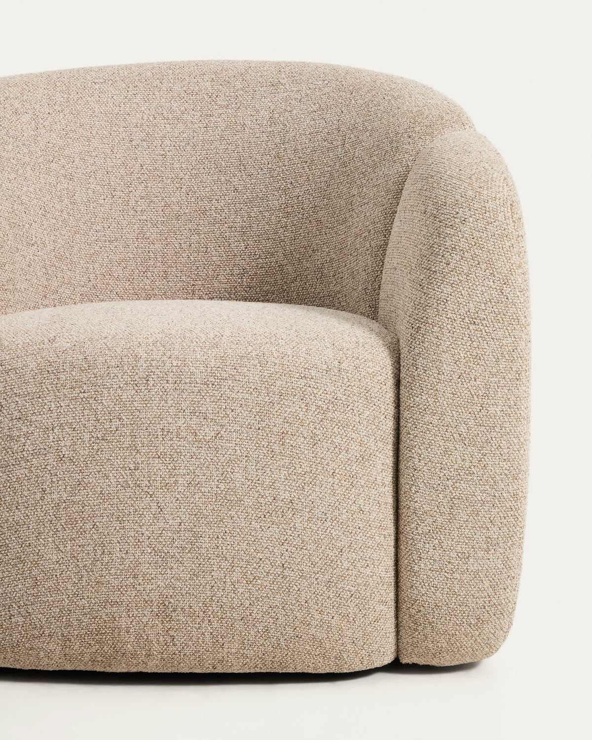 Fauteuil Japandi en chenille beige 85 cm - Corvena