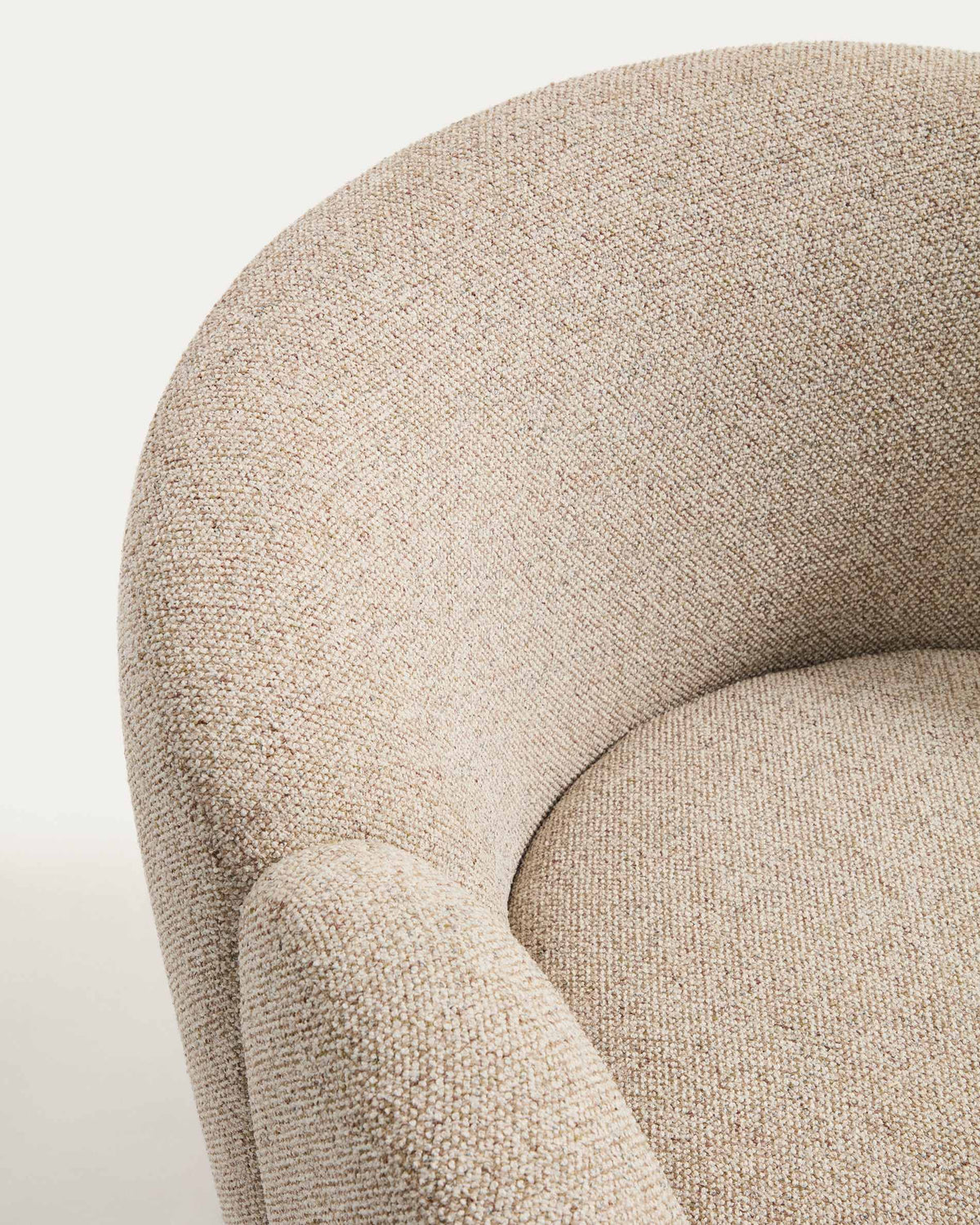 Fauteuil Japandi en chenille beige 85 cm - Corvena