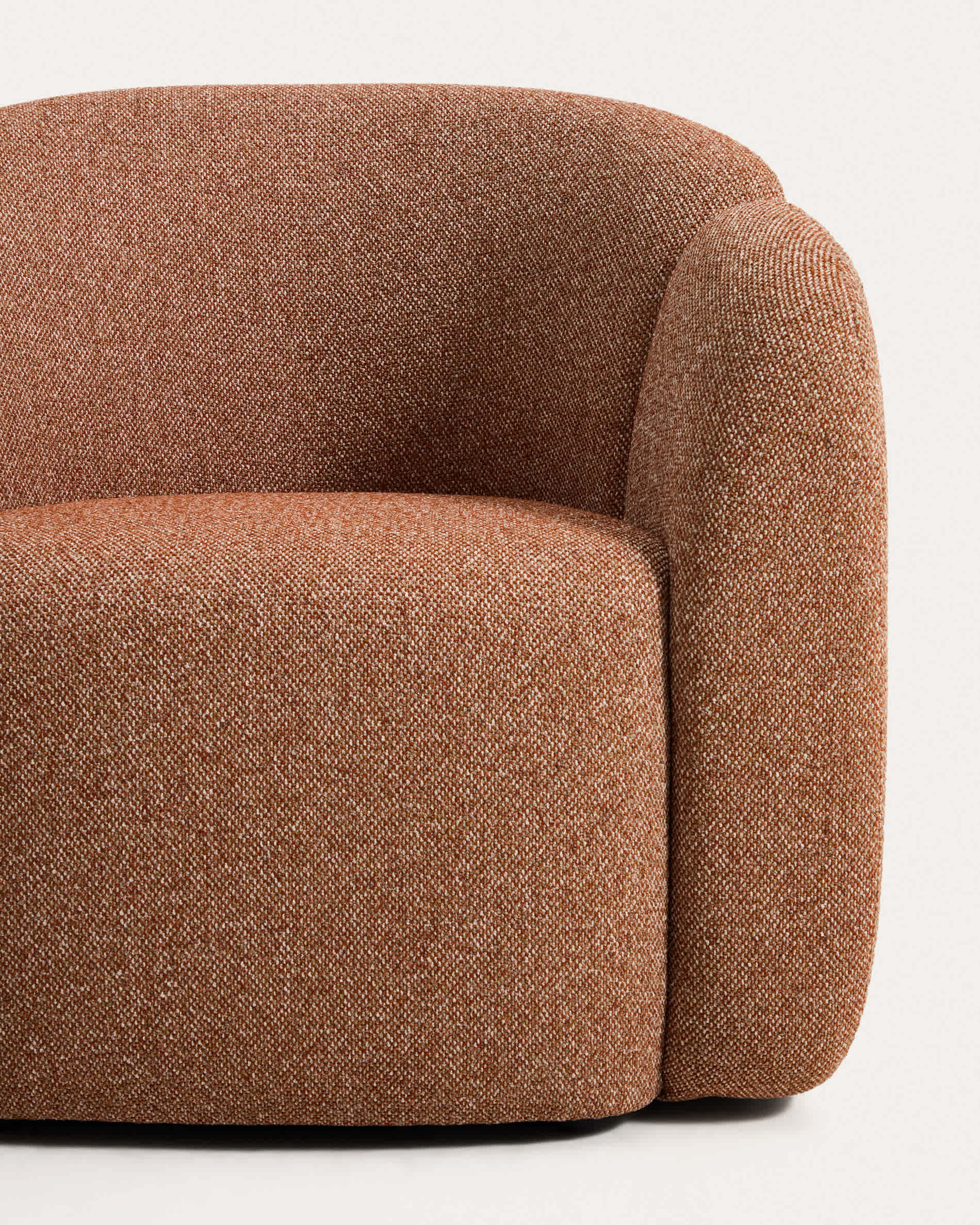 Fauteuil Japandi en chenille terracotta 85 cm - Corvena