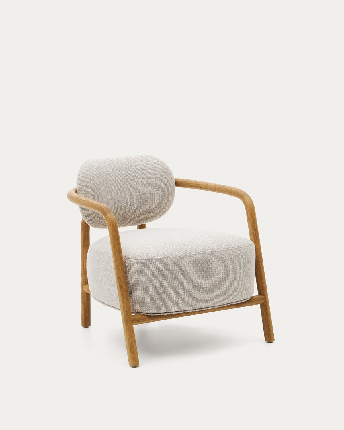 Fauteuil Japandi beige en bois de chêne avec finition naturelle - Melqui