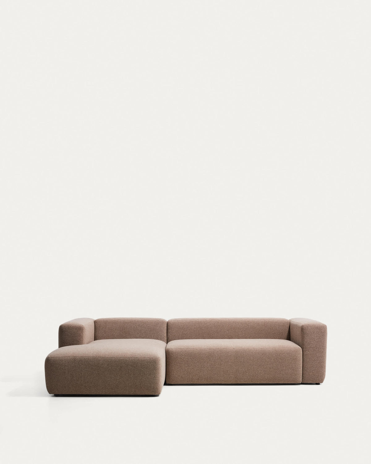 Canapé Japandi 3 places avec méridienne gauche en chenille marron 300 cm - Blok