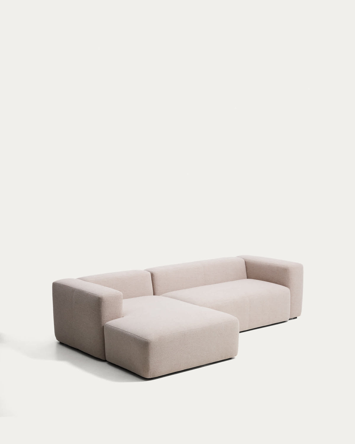 Canapé Japandi 3 places avec méridienne gauche en chenille beige 300 cm - Blok