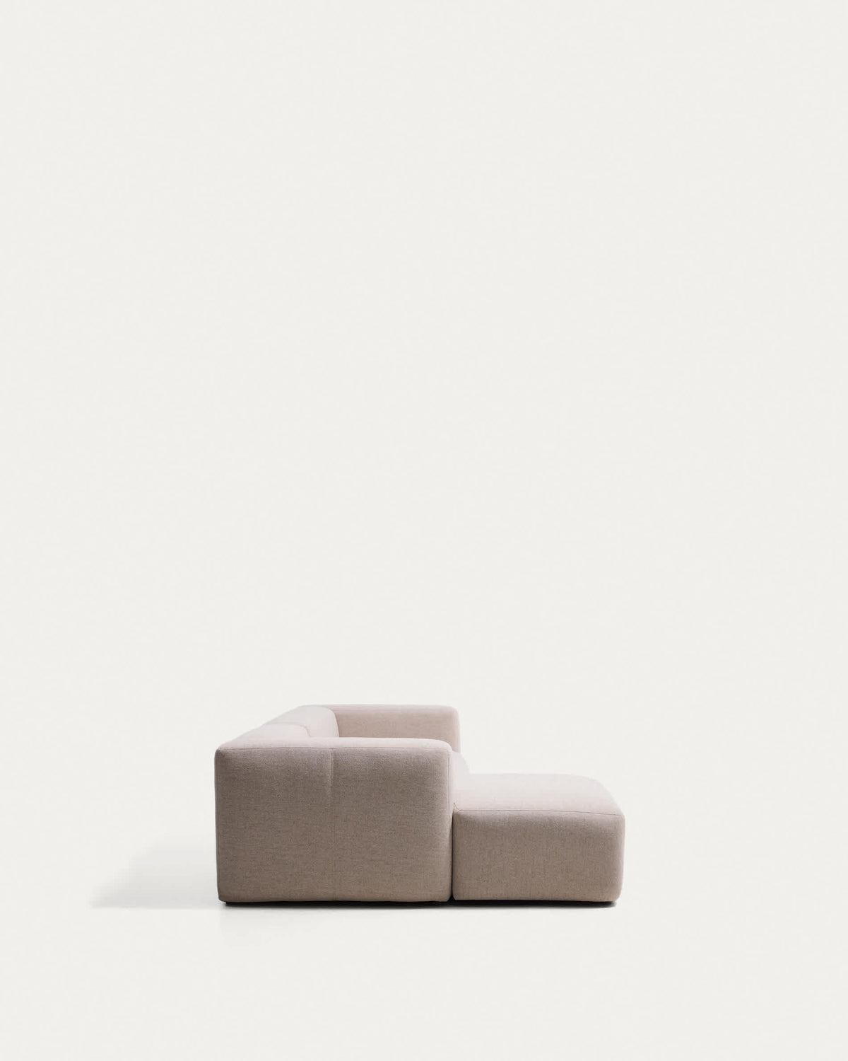 Canapé Japandi 3 places avec méridienne gauche en chenille beige 300 cm - Blok