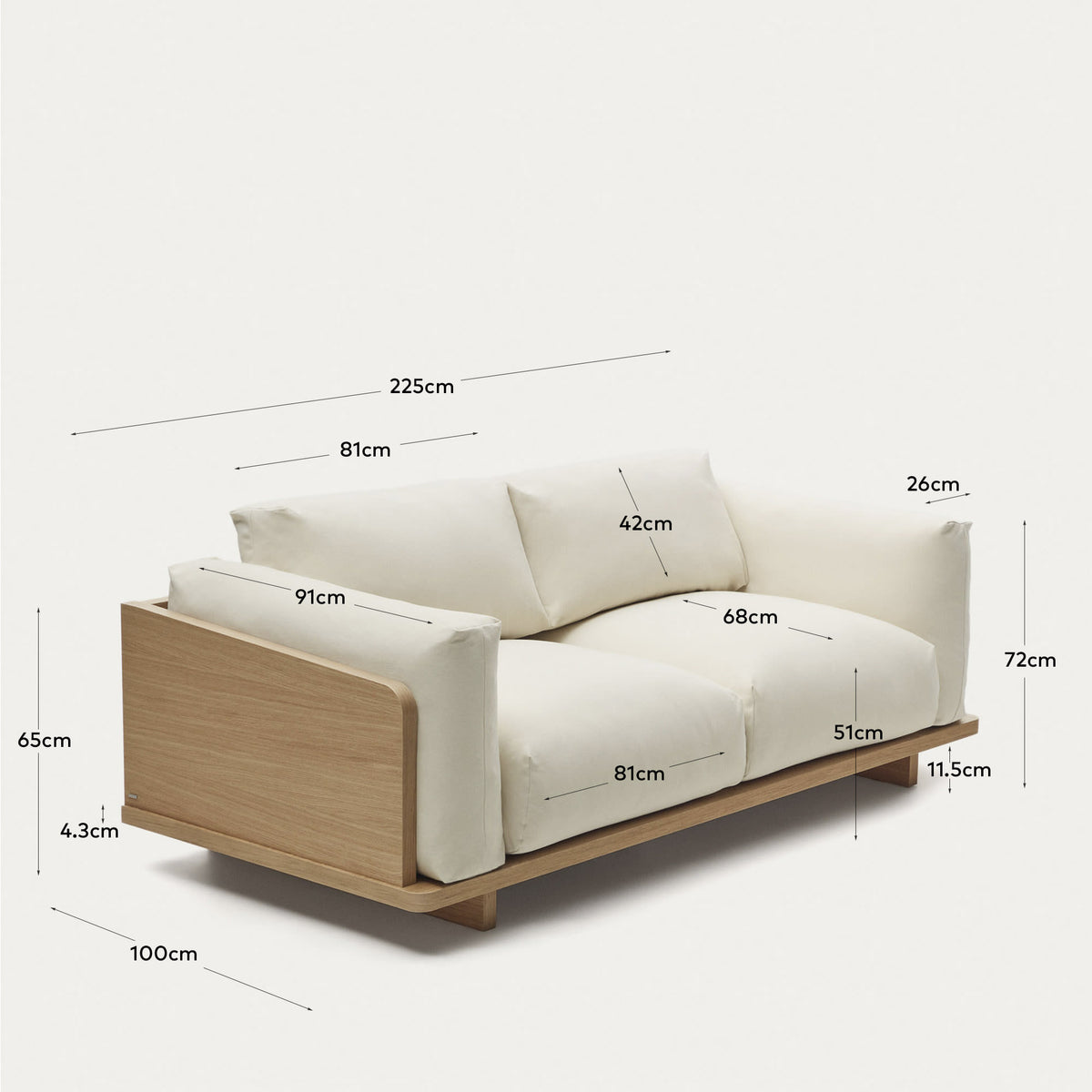 Canapé Japandi 3 places beige 225 cm - Oaq