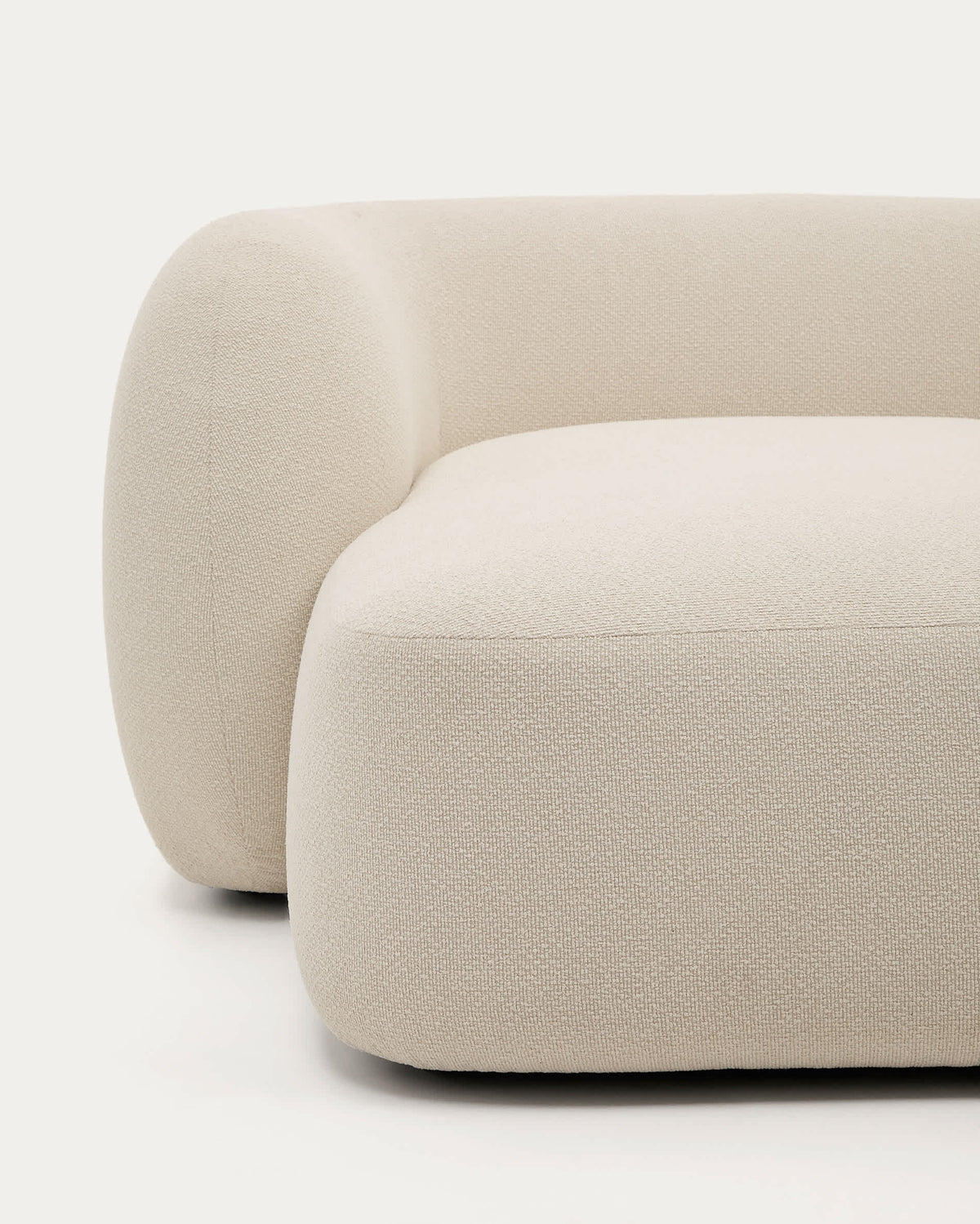 Canapé modulable Japandi 2 places en chenille avec méridienne droite couleur écrue 230 cm - Martina