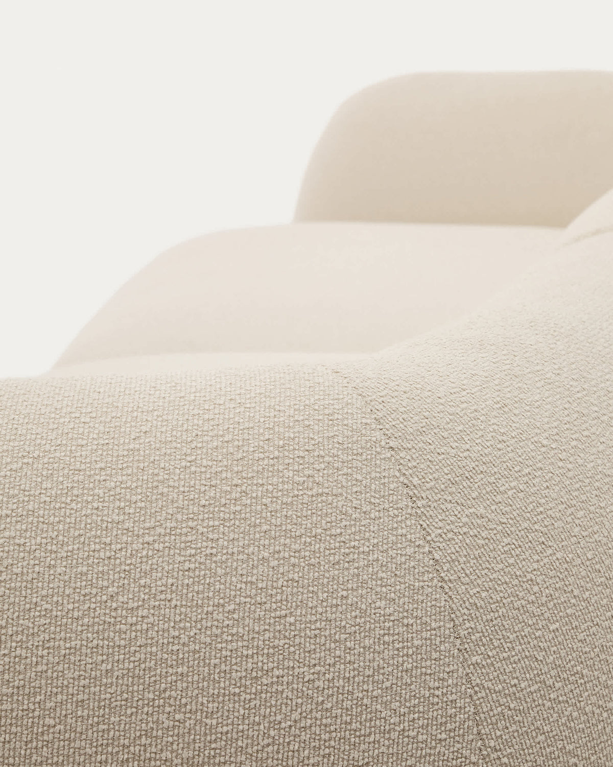 Canapé modulable Japandi 2 places en chenille avec méridienne droite couleur écrue 230 cm - Martina