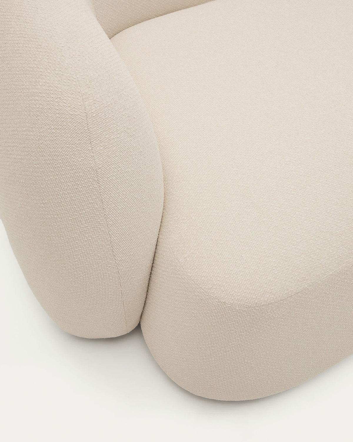Canapé modulable Japandi 2 places en chenille avec méridienne droite couleur écrue 230 cm - Martina