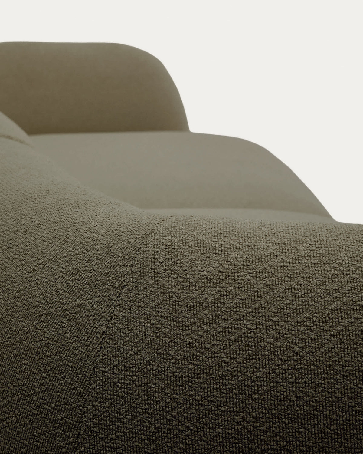 Canapé modulable Japandi 3 places en chenille verte avec méridienne gauche 287 cm - Martina
