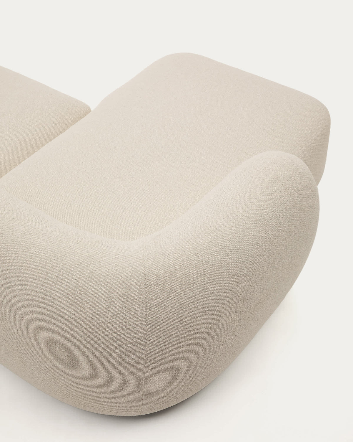 Canapé modulable Japandi 3 places en chenille avec méridienne gauche couleur écrue 287 cm - Martina