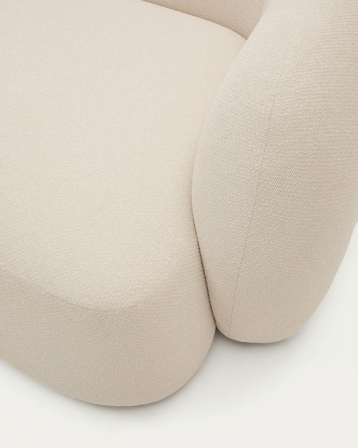 Canapé modulable Japandi 3 places en chenille avec méridienne gauche couleur écrue 287 cm - Martina