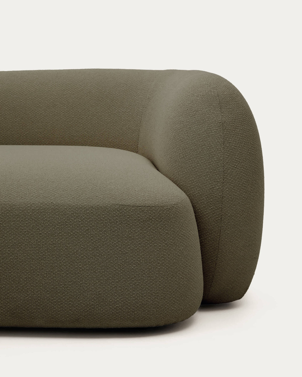 Canapé modulable Japandi 4 places en chenille avec méridienne gauche verte 377 cm - Martina