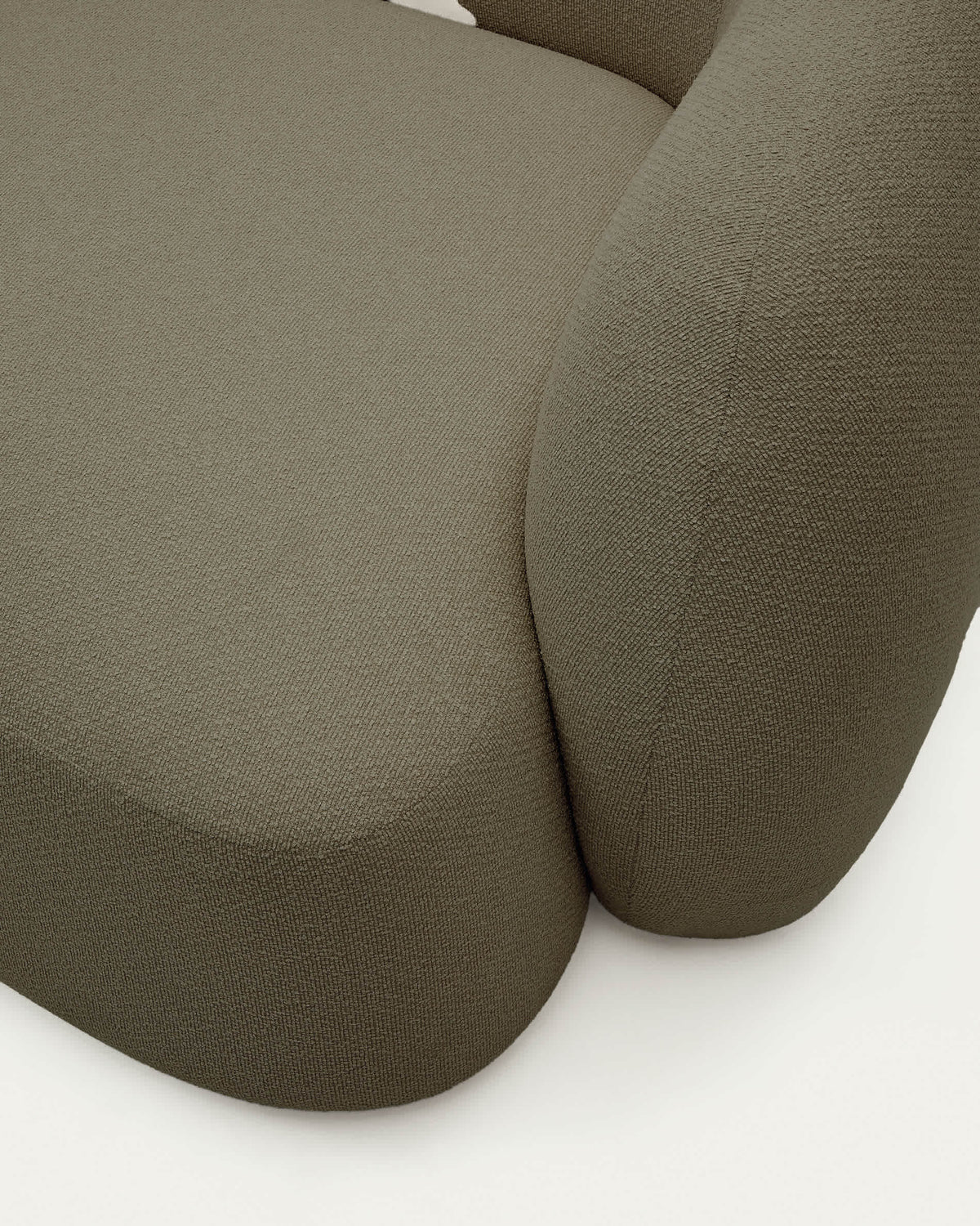 Canapé modulable Japandi 4 places en chenille avec méridienne gauche verte 377 cm - Martina