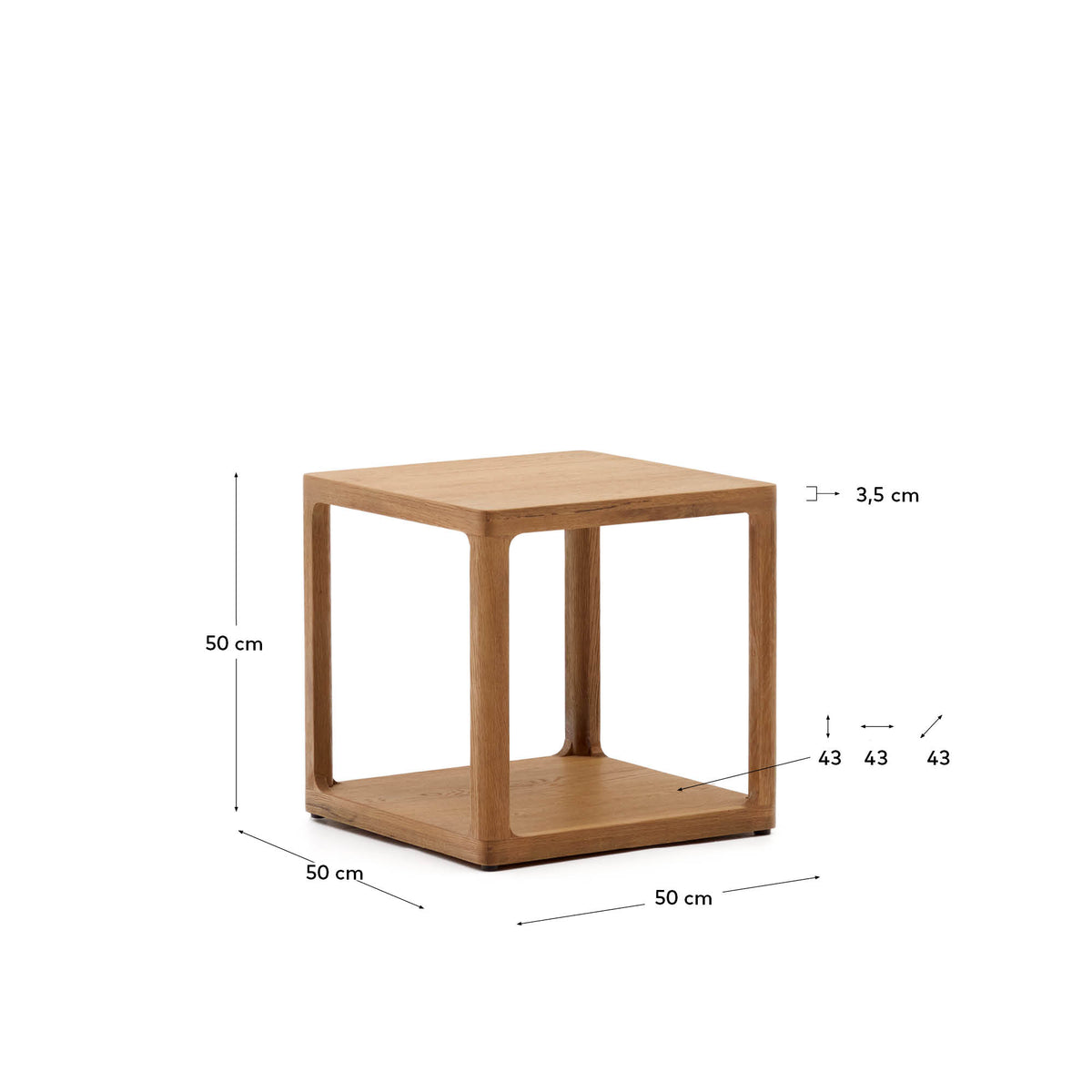 Table d'appoint Japandi en bois de chêne 50 x 50 cm - Maymai