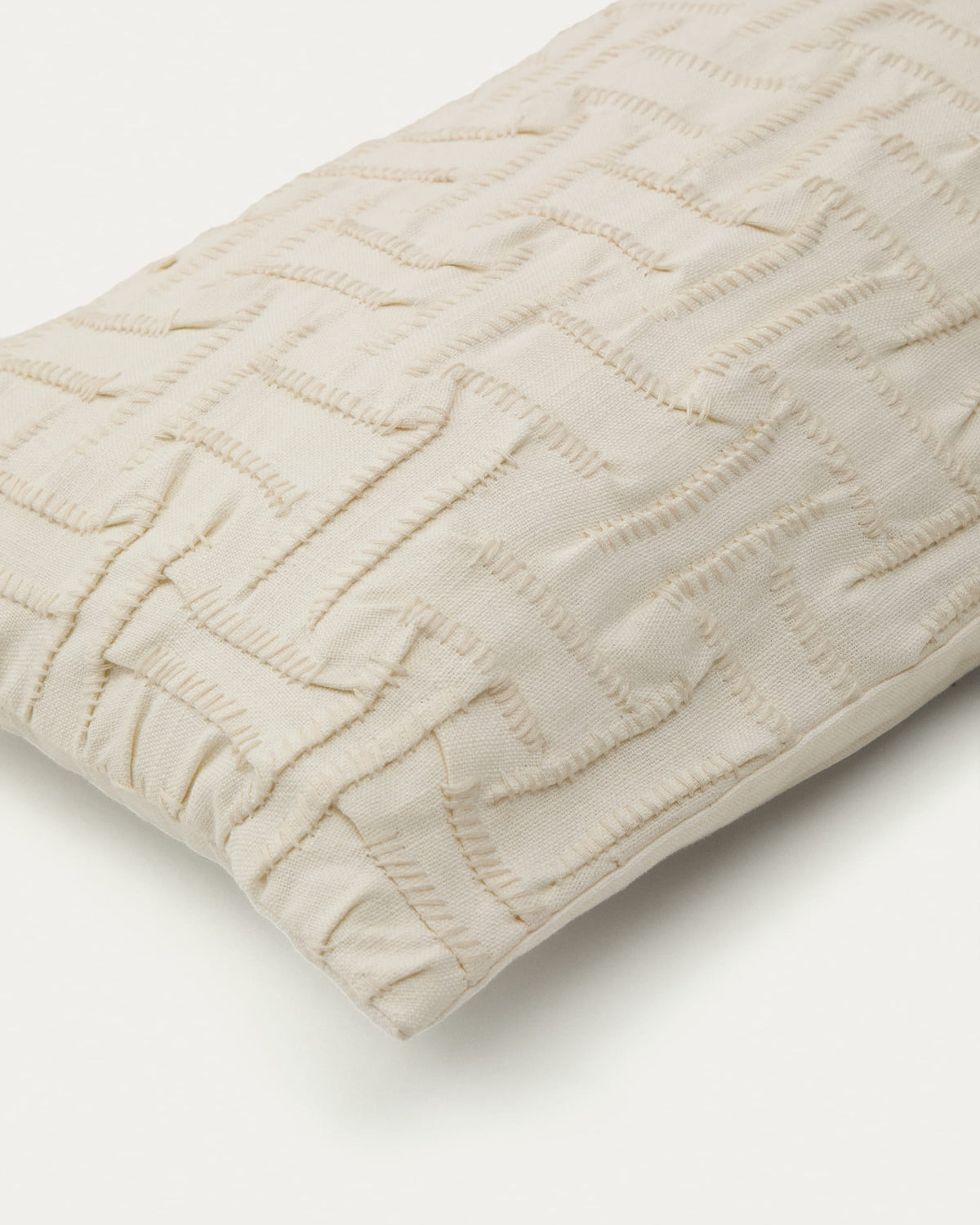 Housse de coussin Japandi en coton avec broderie beige 30 x 50 cm - Lir