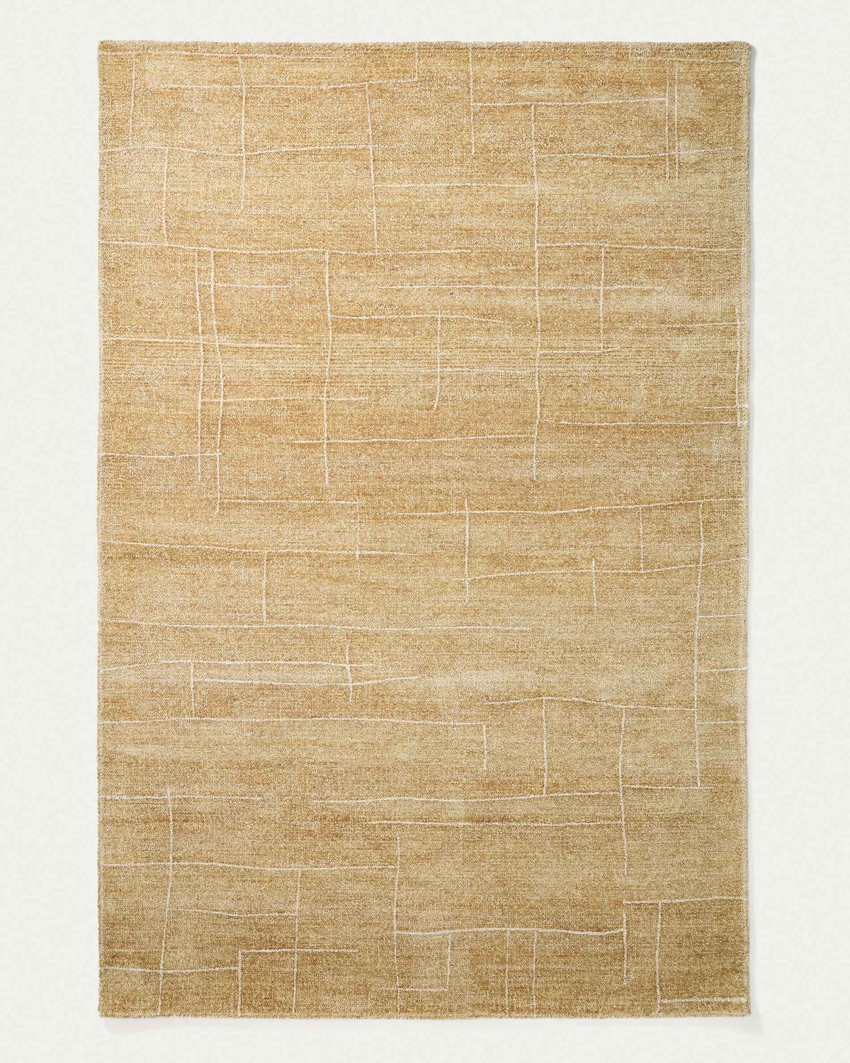 Tapis Japandi en laine et viscose moutarde 200 x 300 cm - Eloda