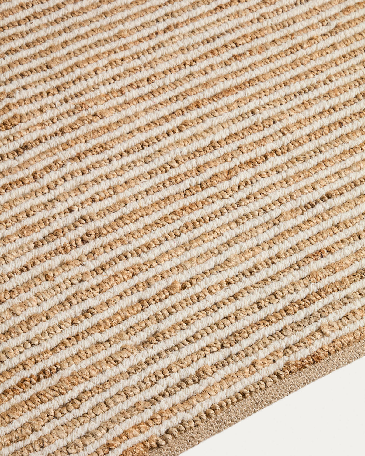 Tapis Japandi en jute et laine beige 200 x 300 cm - Derule