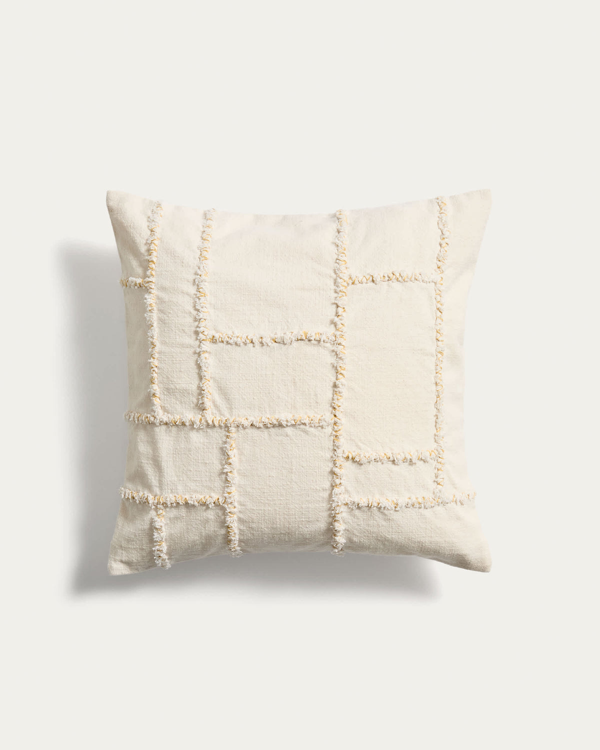 Housse de coussin Japandi avec motif géométrique brodé jaune 45 x 45 cm - Verion