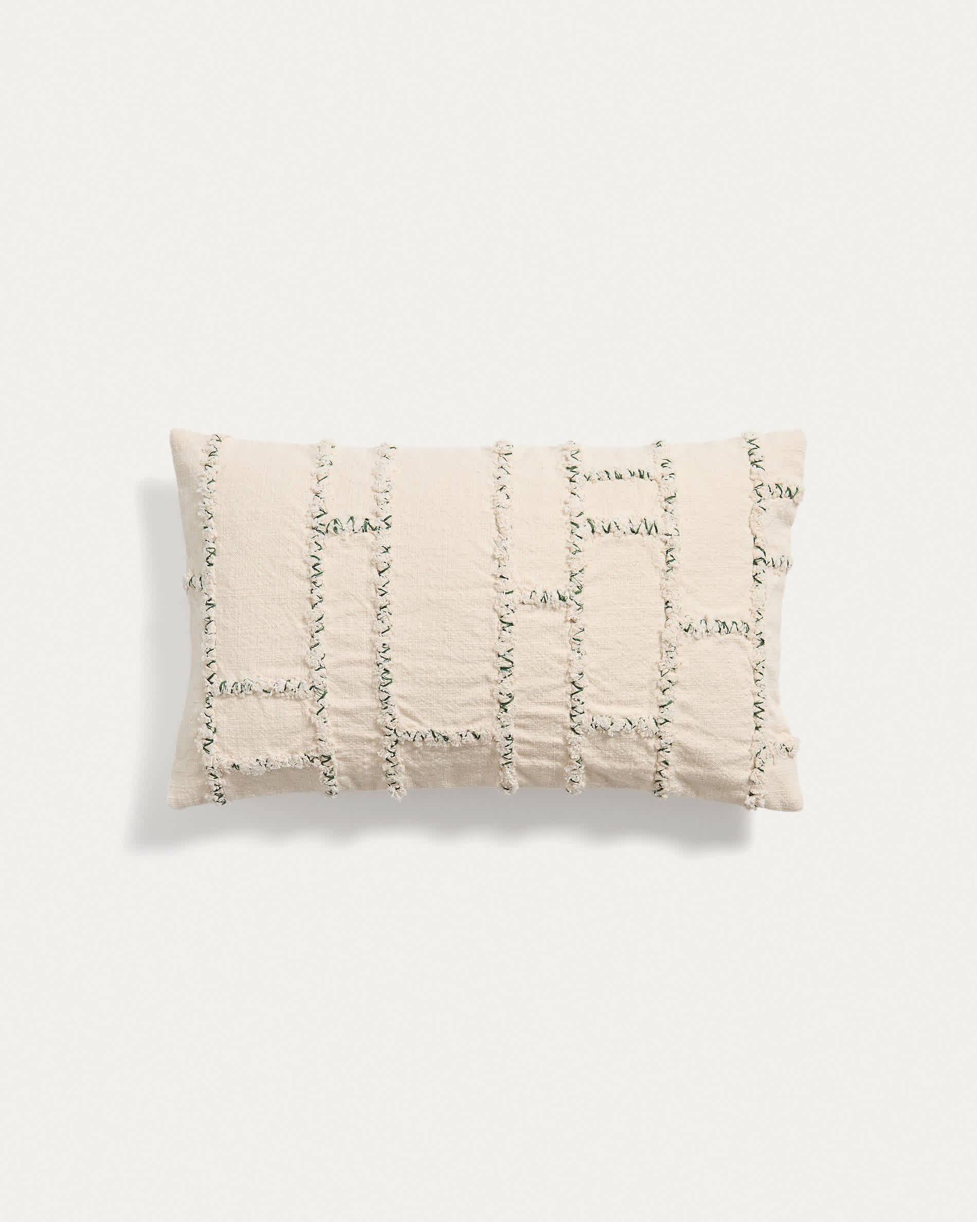 Housse de coussin Japandi avec motif géométrique brodé vert 30 x 50 cm - Verion