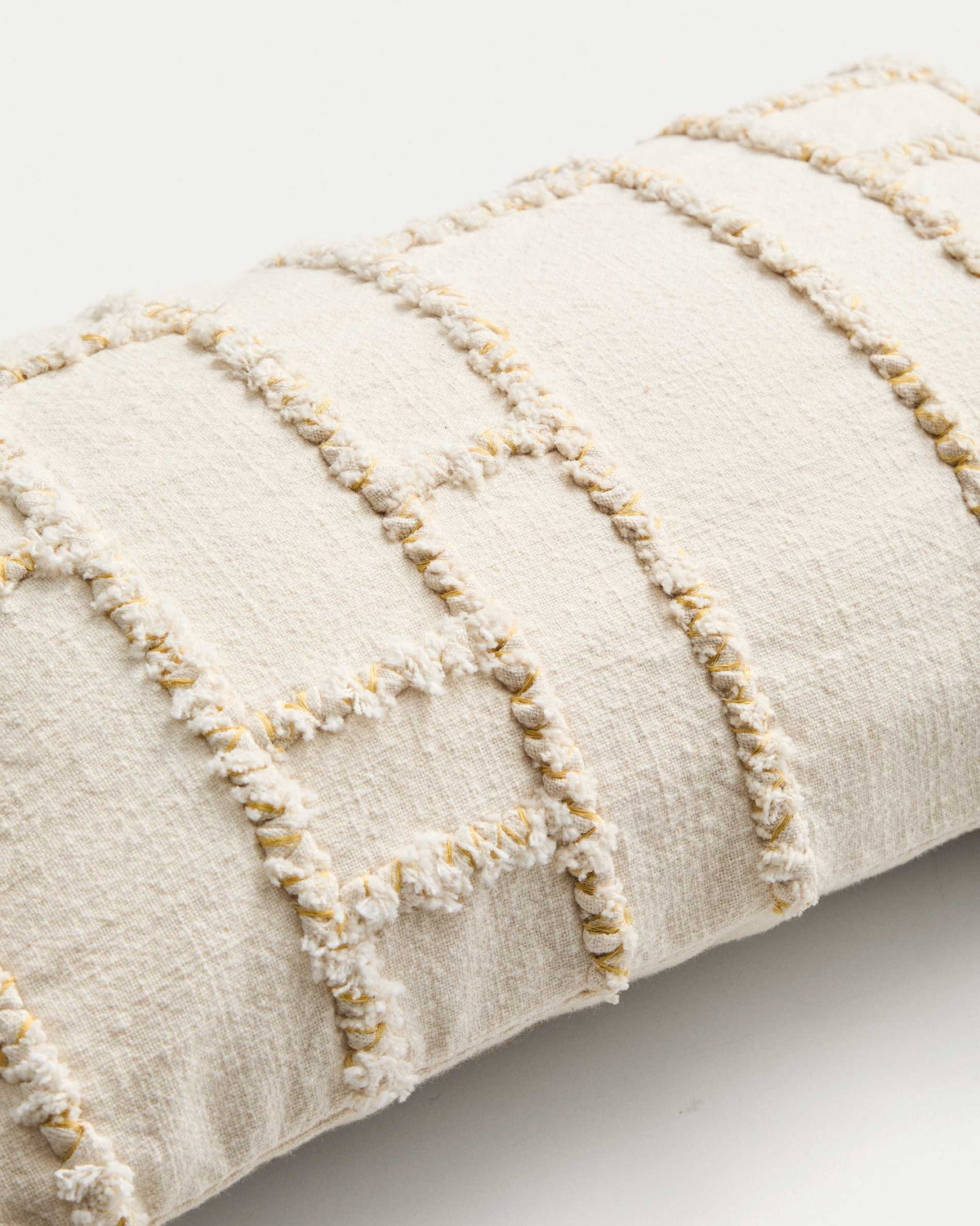 Housse de coussin Japandi avec motif géométrique brodé jaune 30 x 50 cm - Verion
