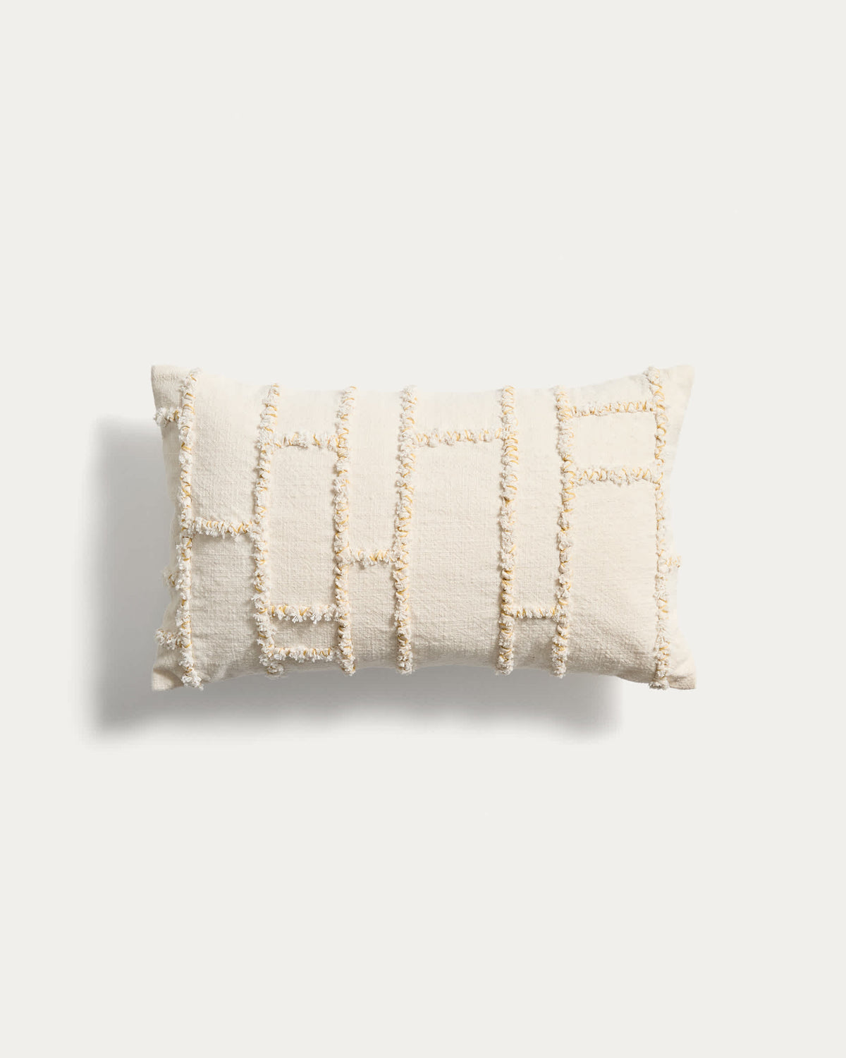 Housse de coussin Japandi avec motif géométrique brodé jaune 30 x 50 cm - Verion