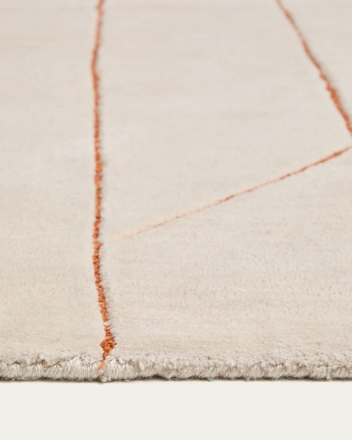 Tapis Japandi en fibres synthétiques écru avec motif géométrique orange 160 x 230 cm - Delide