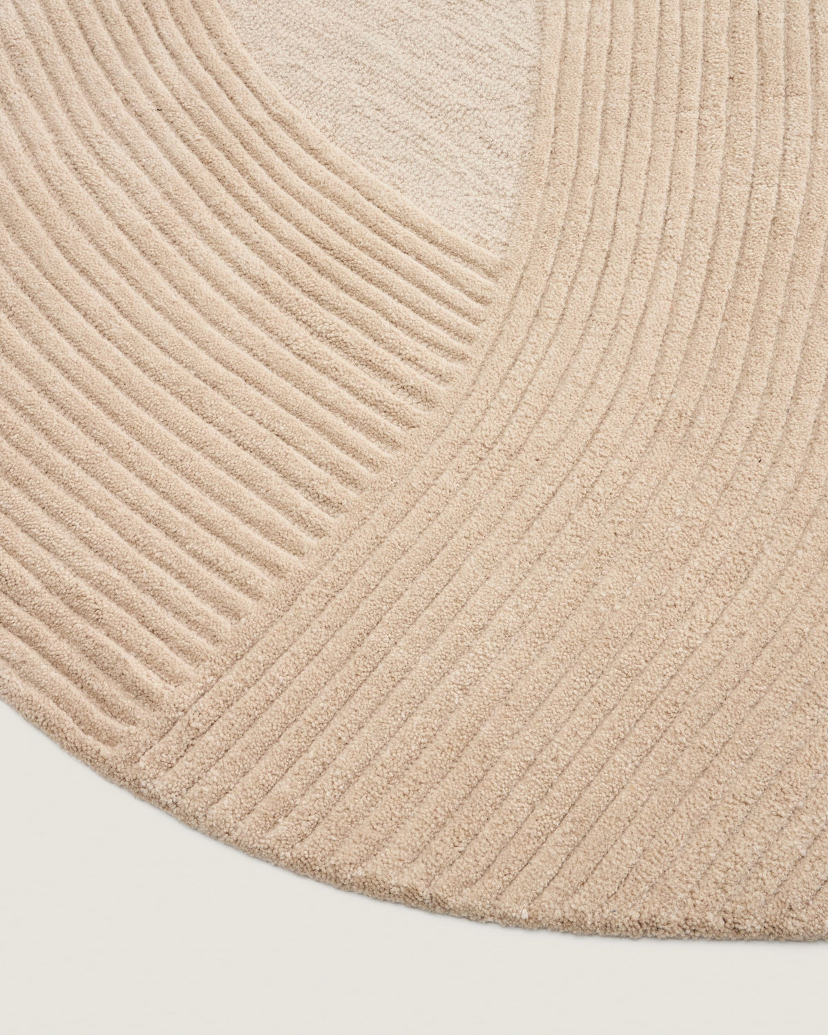 Tapis Japandi en laine beige Ø 200 cm - Domm